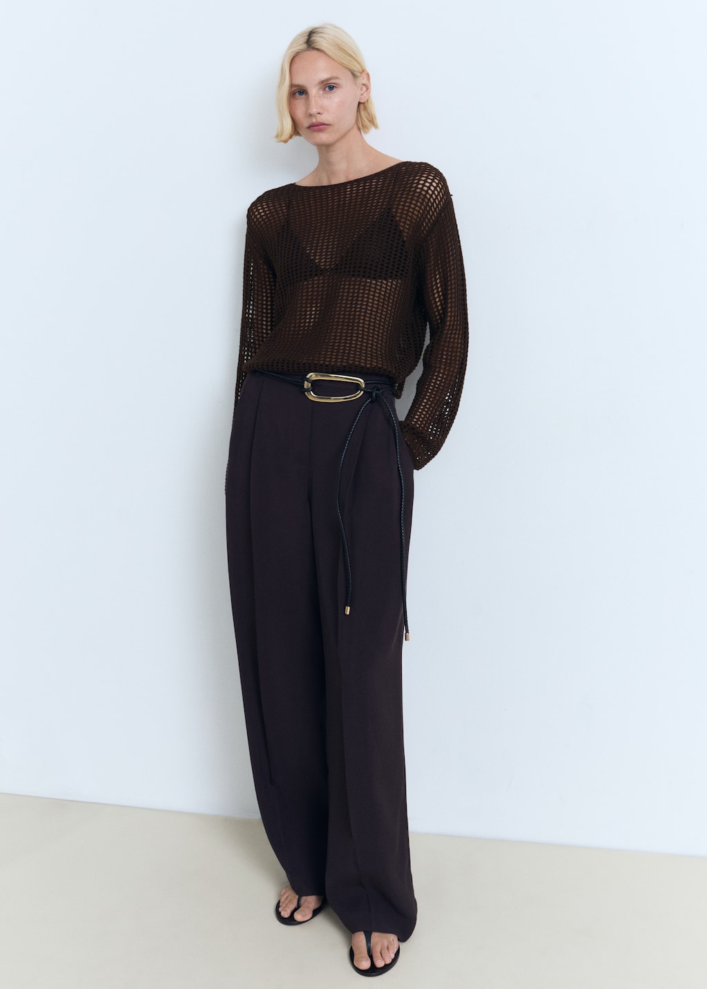 Long-sleeved crochet sweater