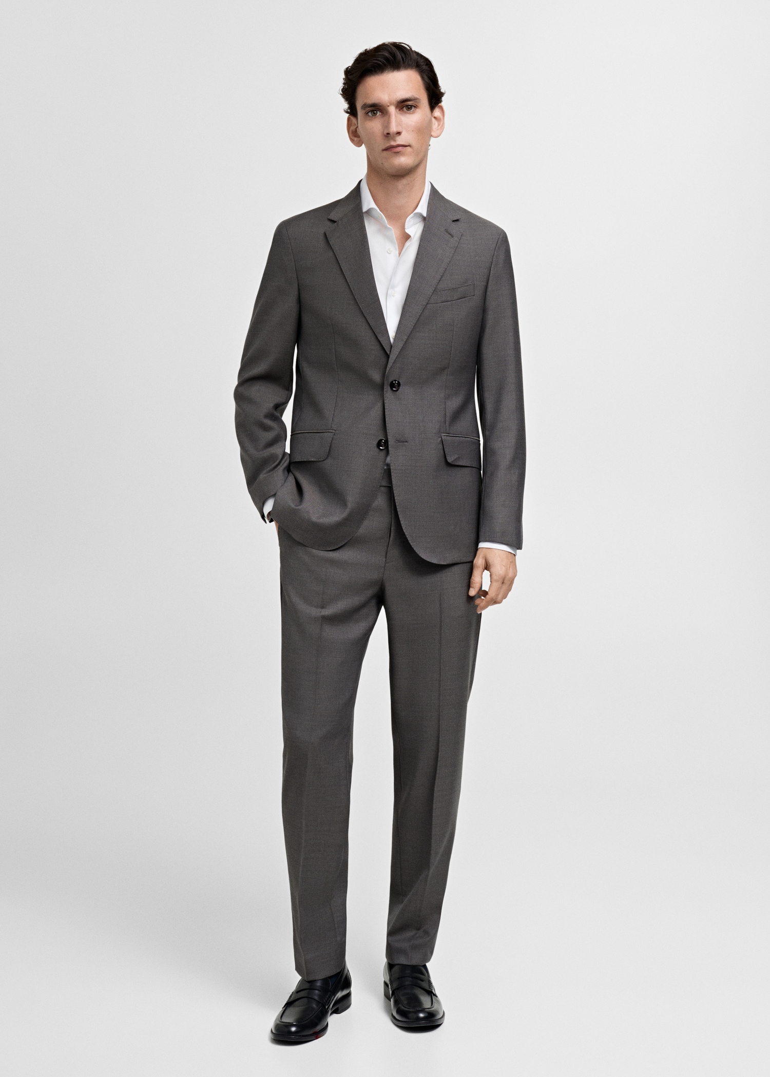Slim-fit cotton suit shirt - General plane