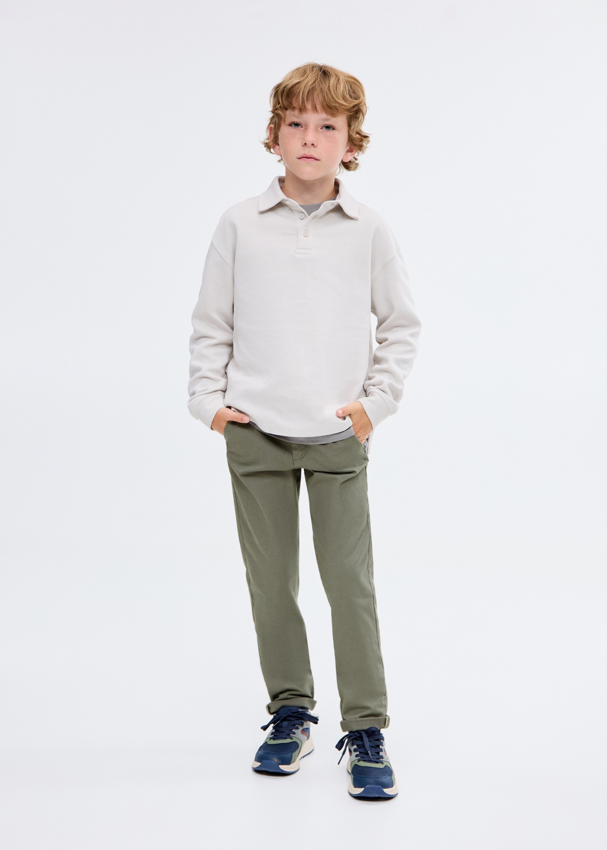 Pantalon chino uni - Plan général, Kaki. Ref: 17071219-00.