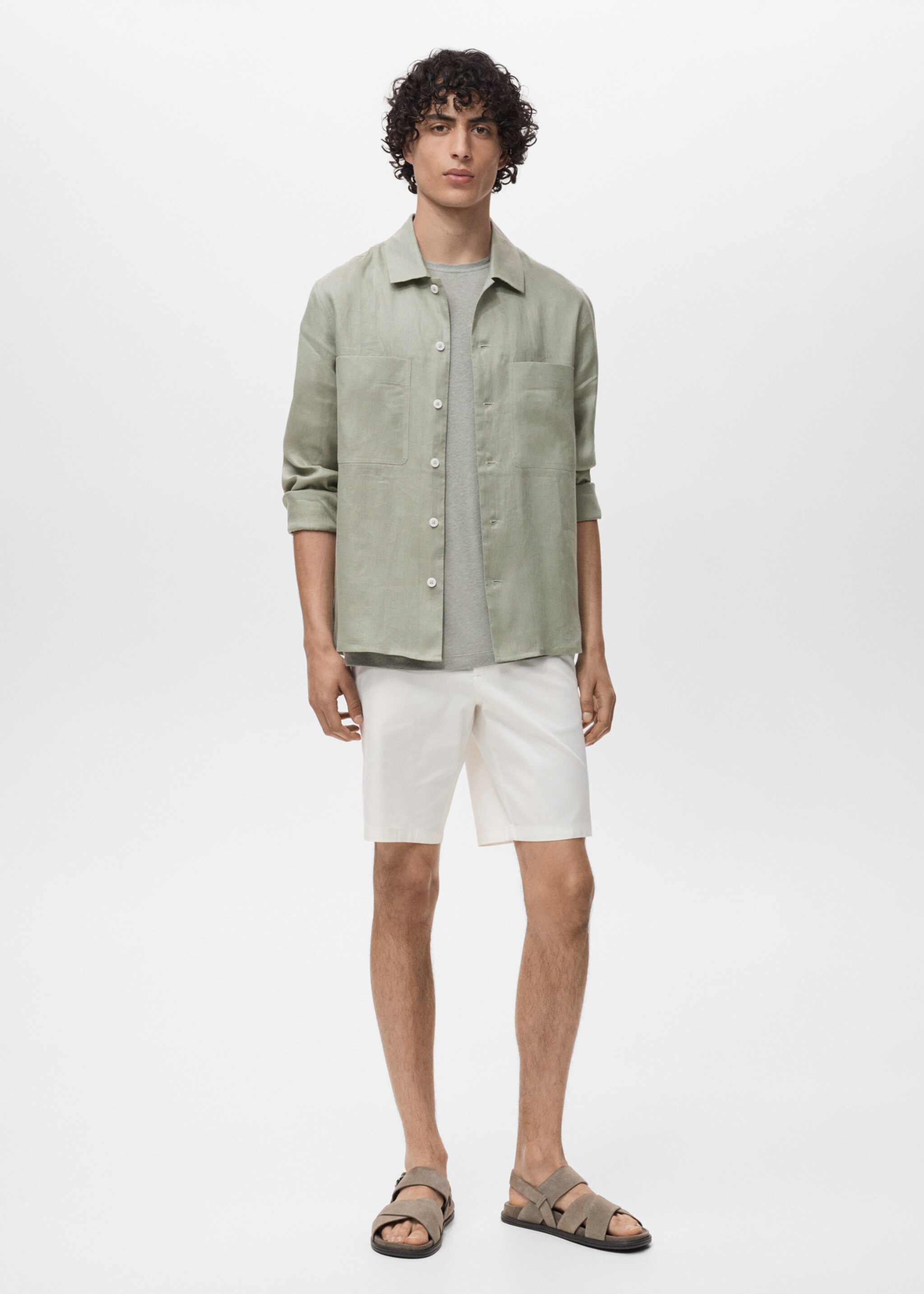 100% linen lightweight overshirt - General plane