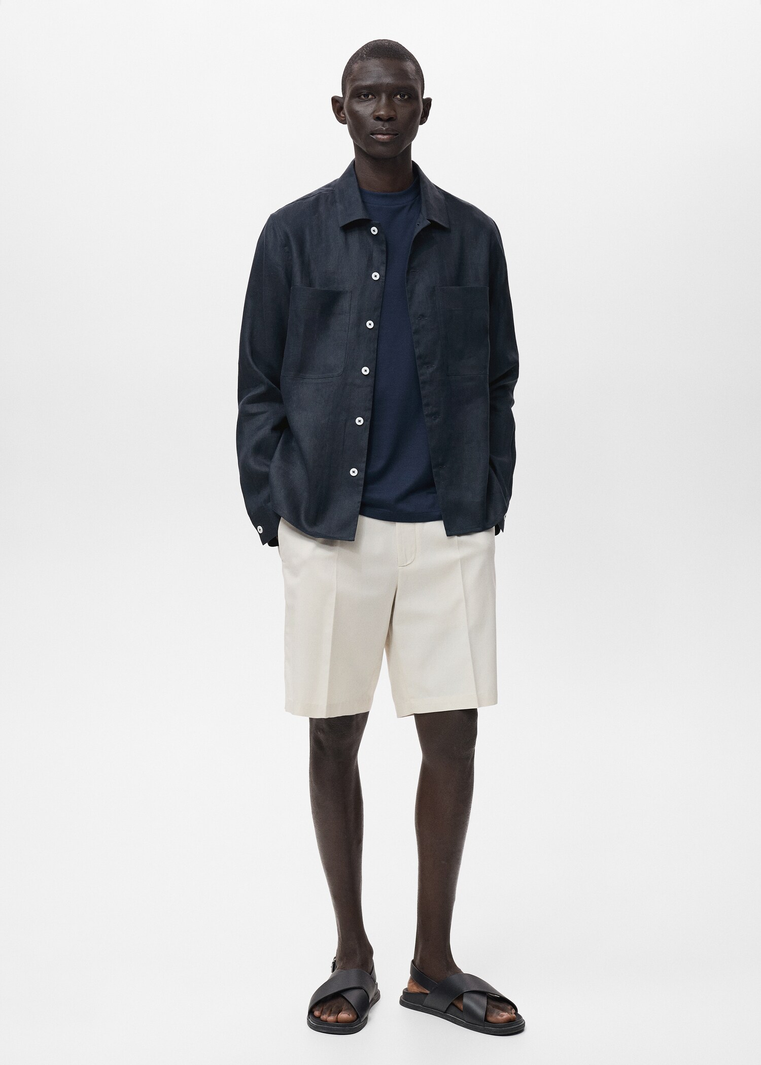 100% linen lightweight overshirt - General plane