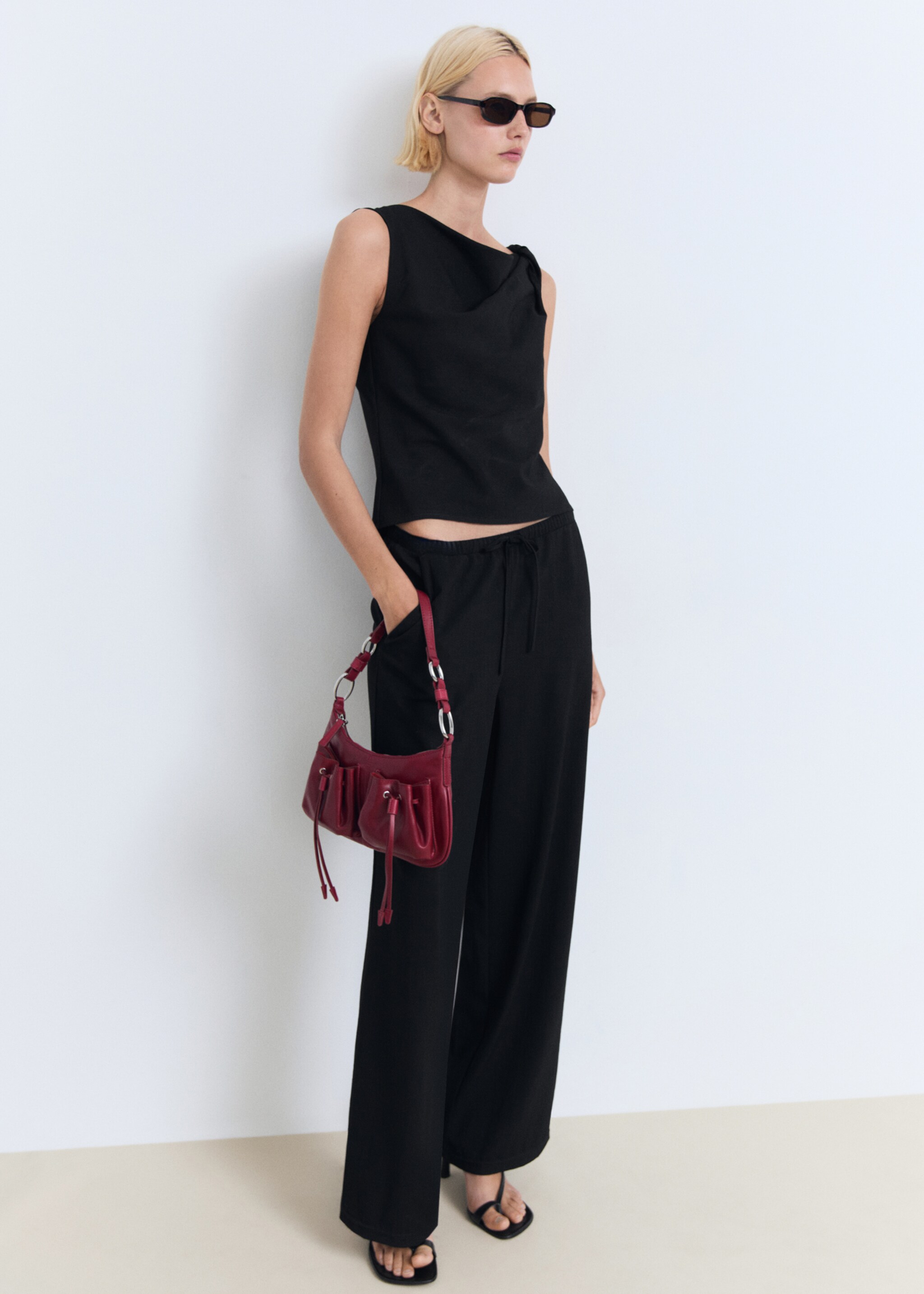 Asymmetrical draped top with straps - General plane