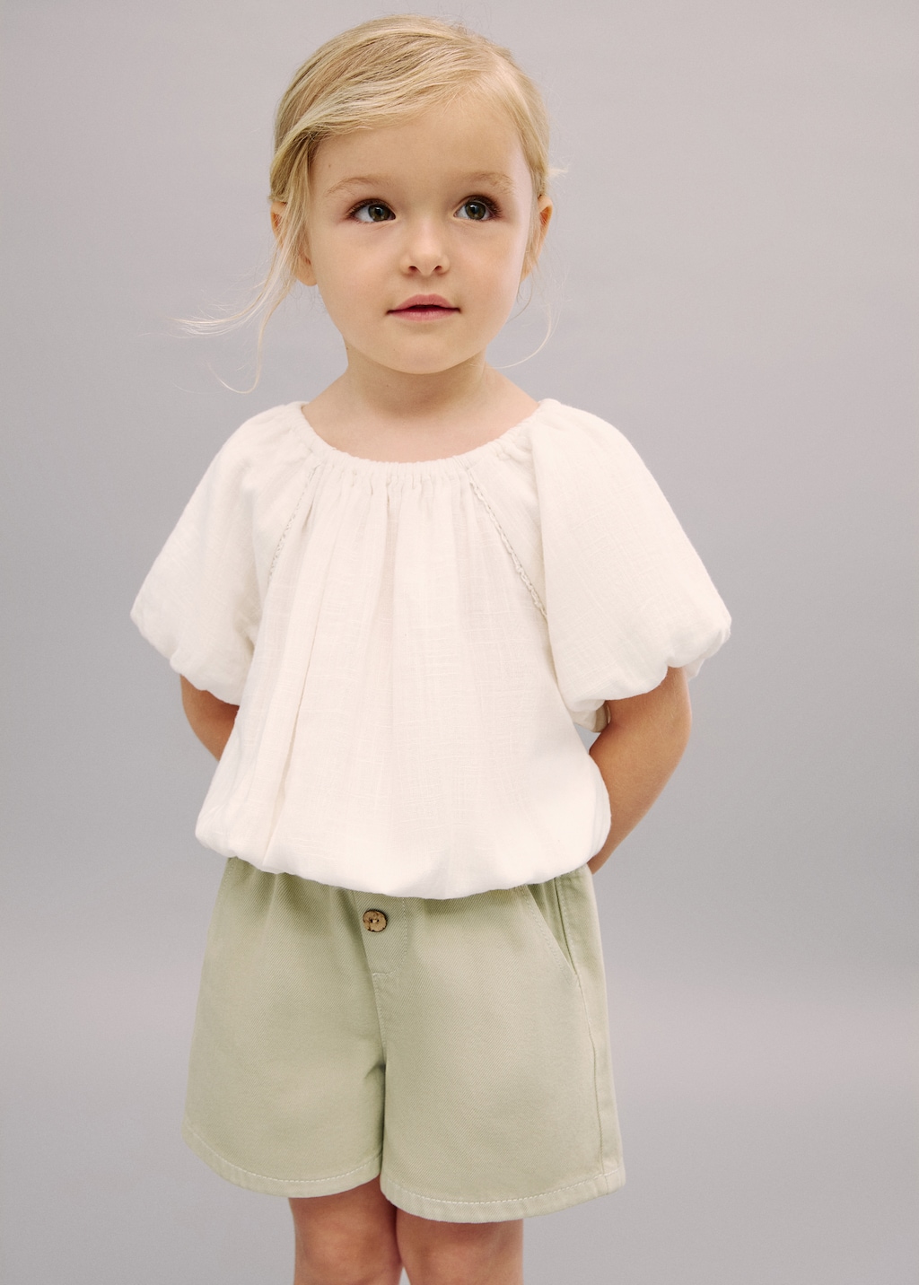 Denim-effect cotton shorts