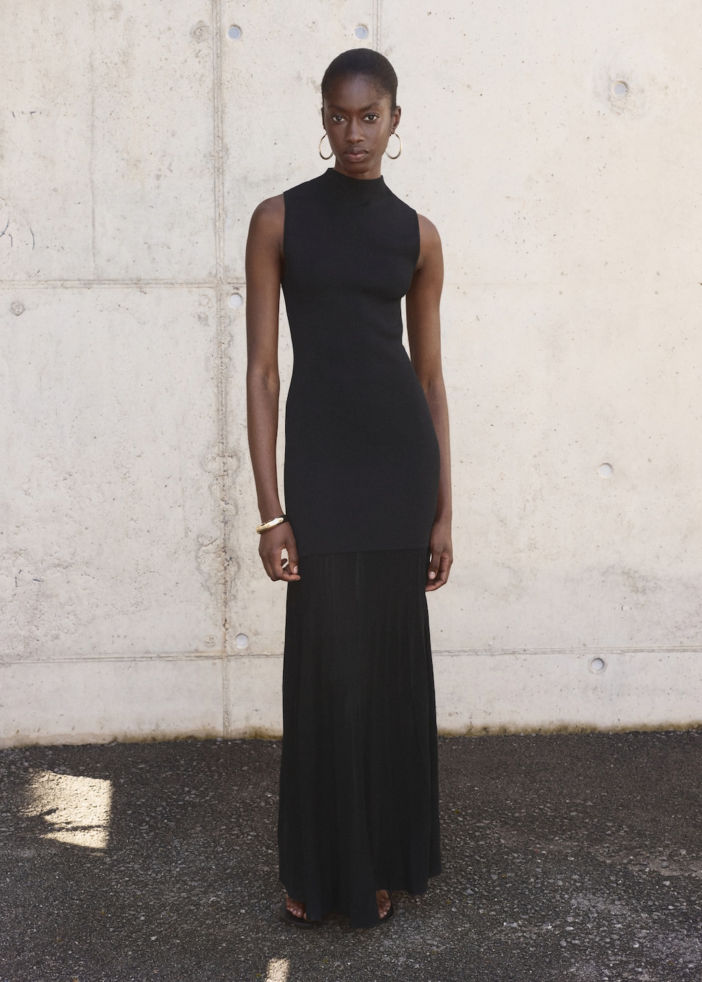 Combined dress with perkins collar