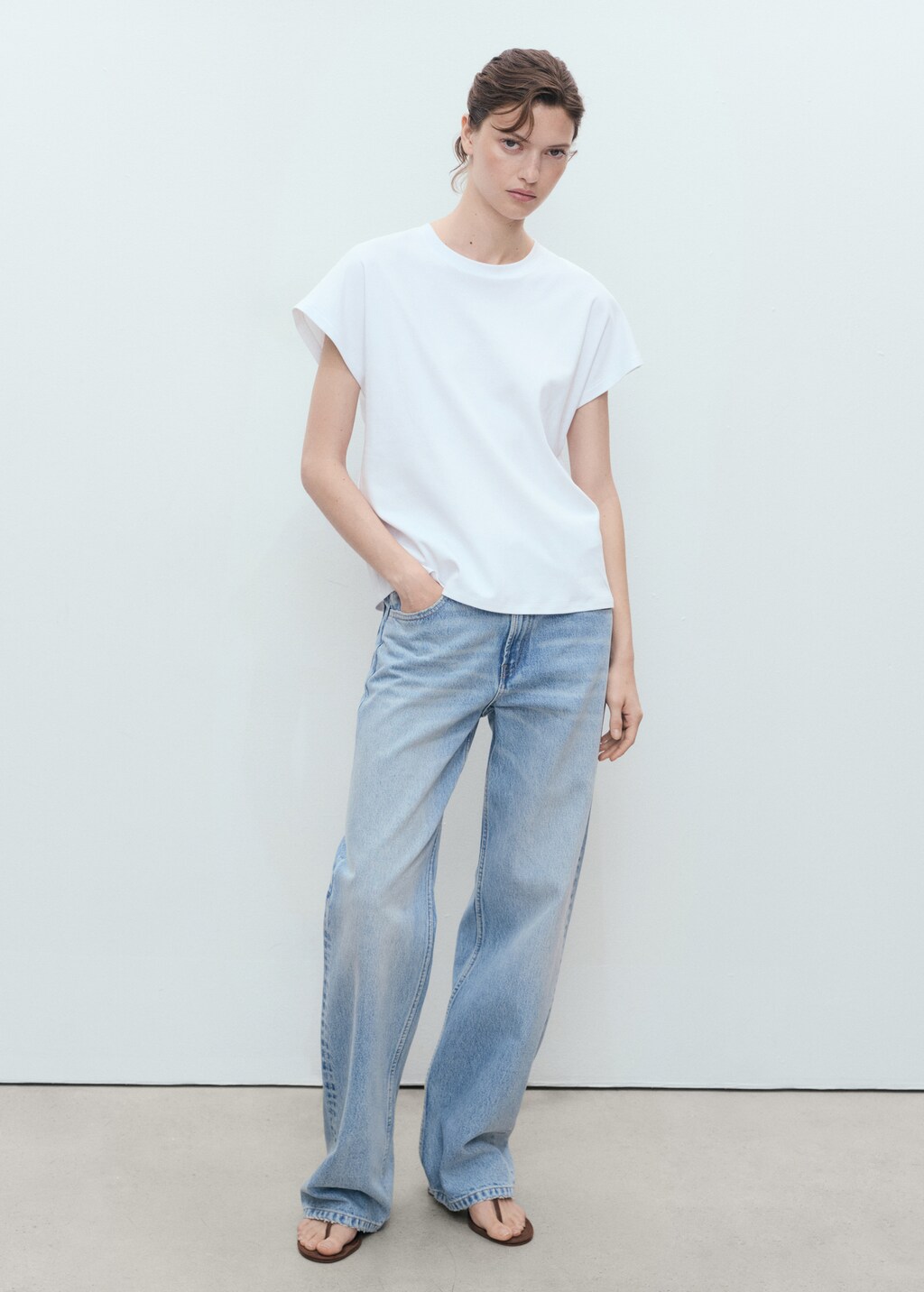 Rounded neck cotton t-shirt - image 2