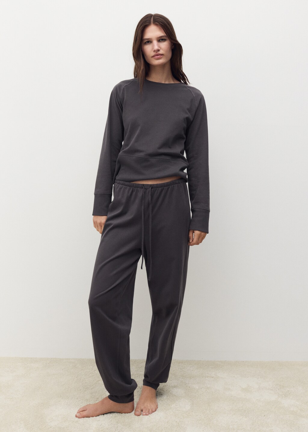Mango Charcoal cotton sweatshirt with ribbed cuffs thumbnail