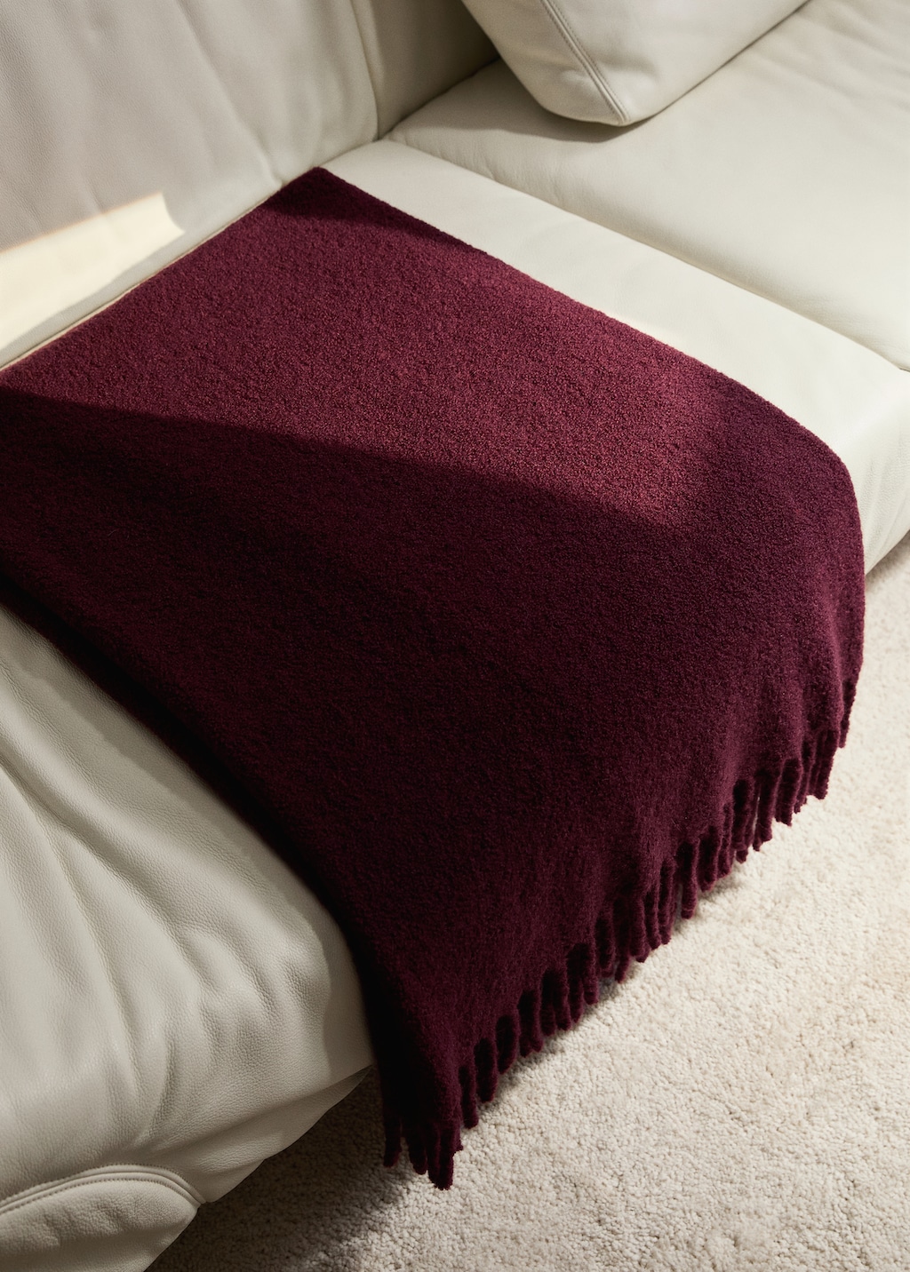 Bouclé-effect wool blanket