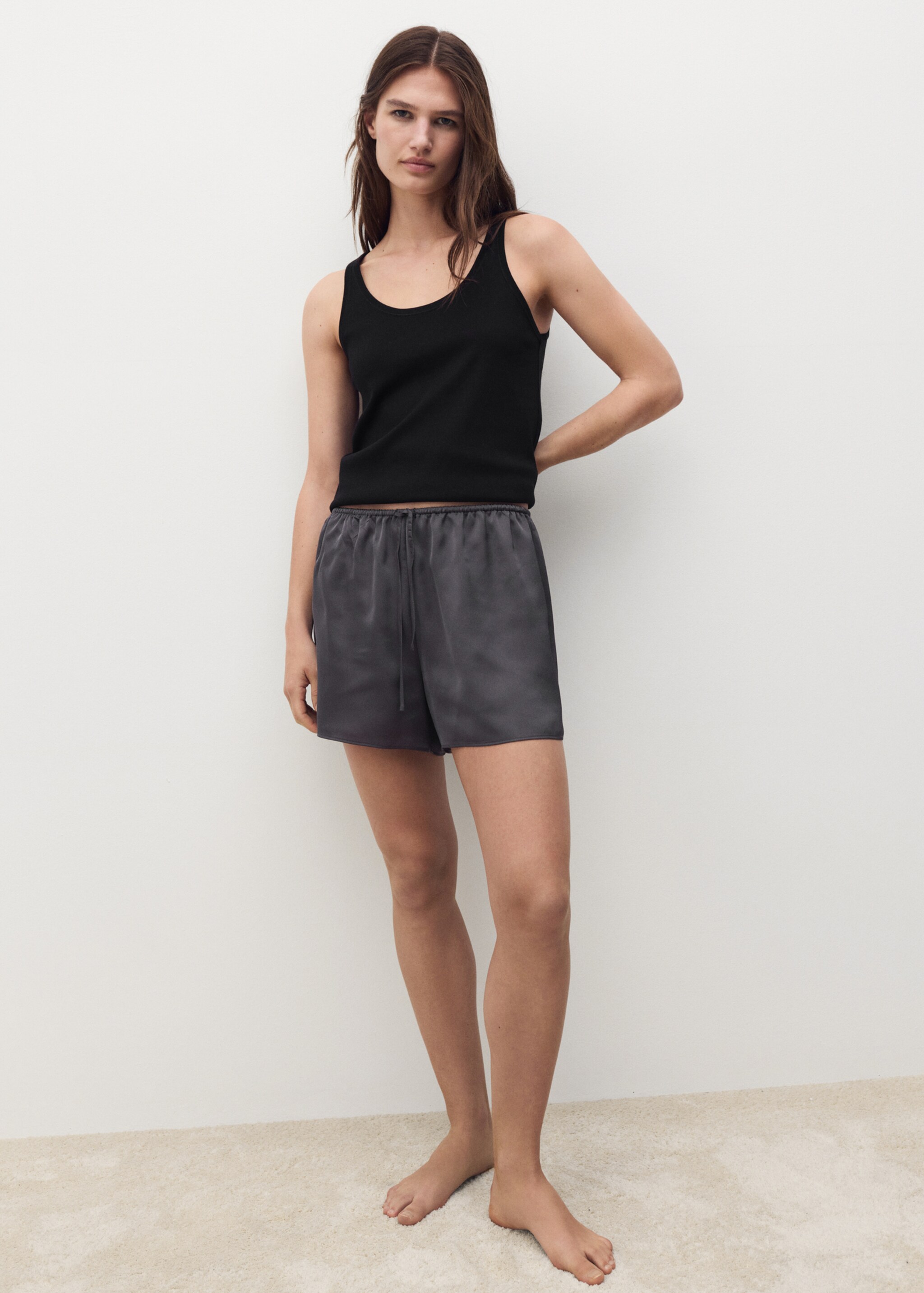 Cotton round-neck top - General plane, Black. Ref: 17071539-00.