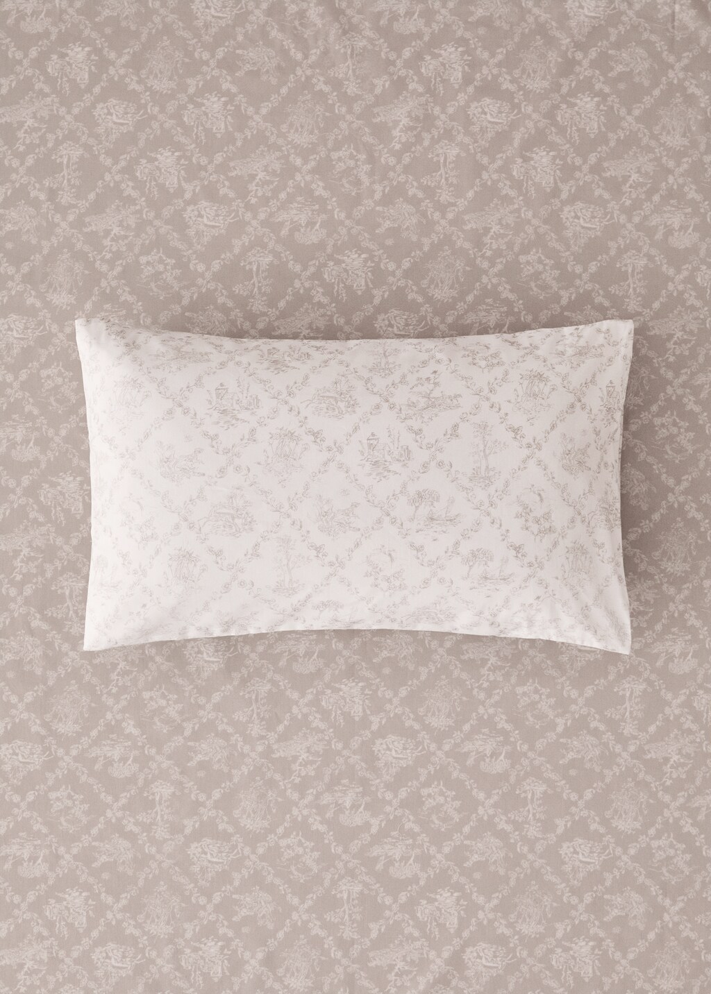 Toile de Jouy percale cotton pillowcase 30x50 cm