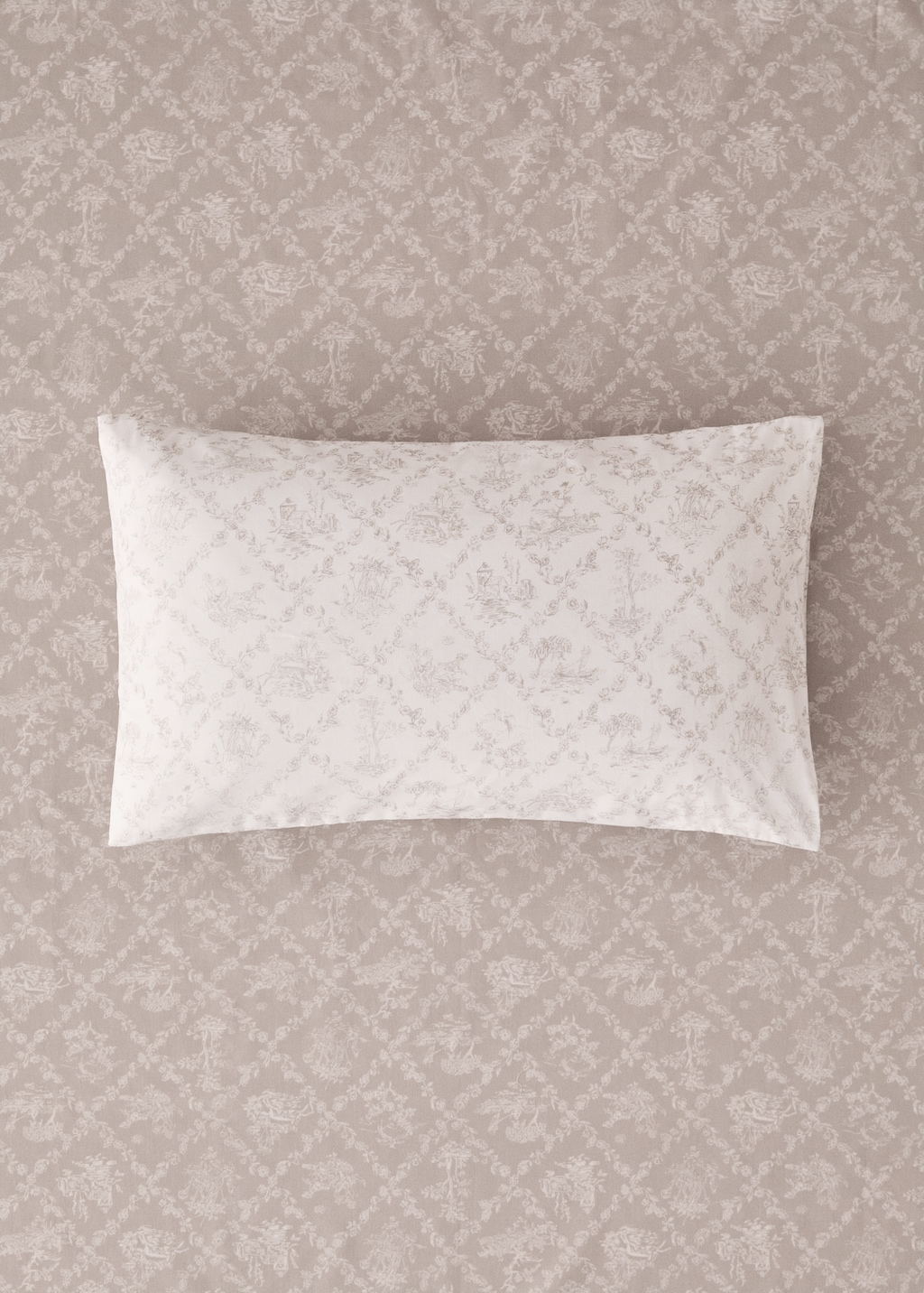 Toile de Jouy percale cotton pillowcase 30x50 cm
