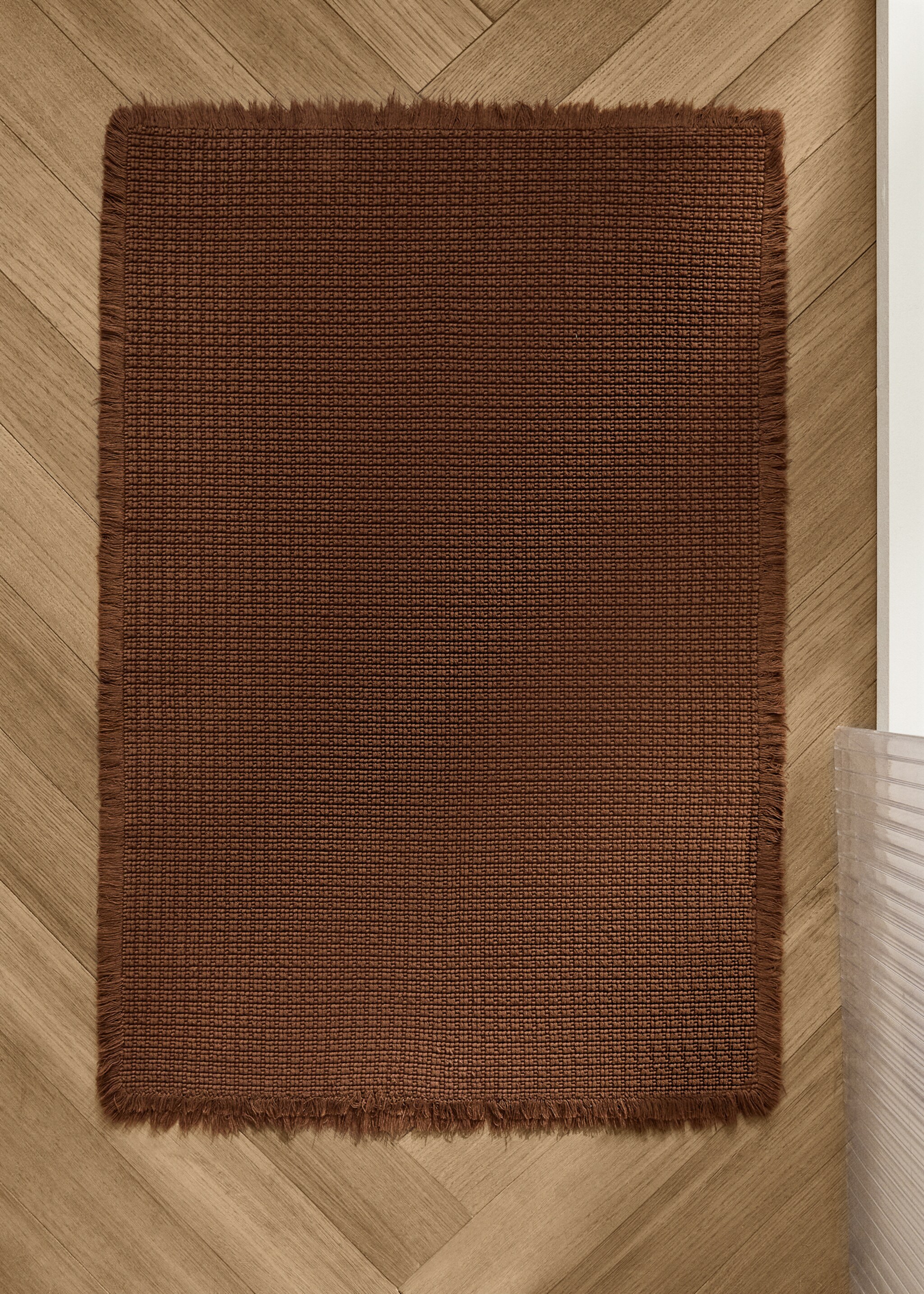 Cotton waffle bath rug - General plane, Brown. Ref: 17071552-00.