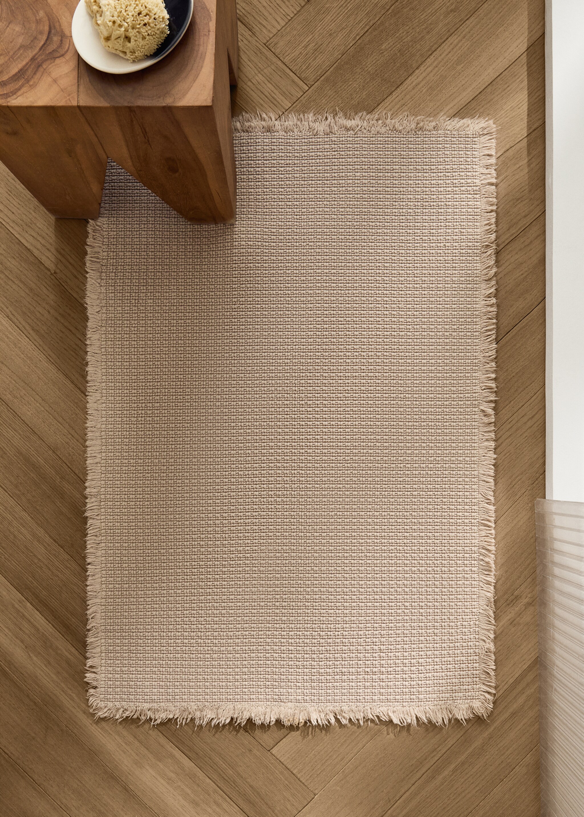 Cotton waffle bath rug - General plane, Medium Brown. Ref: 17071552-00.