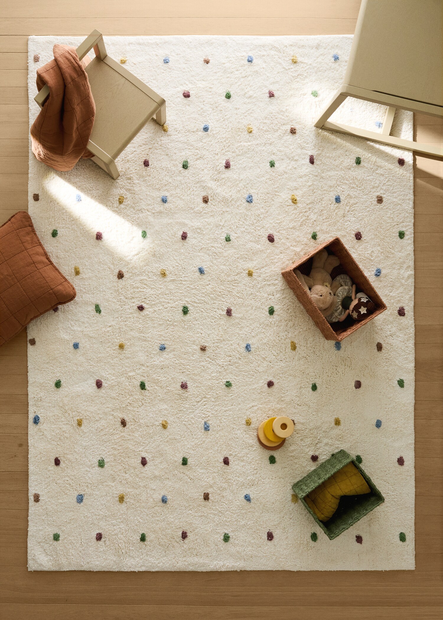 100% cotton rug with dot pattern - General plane