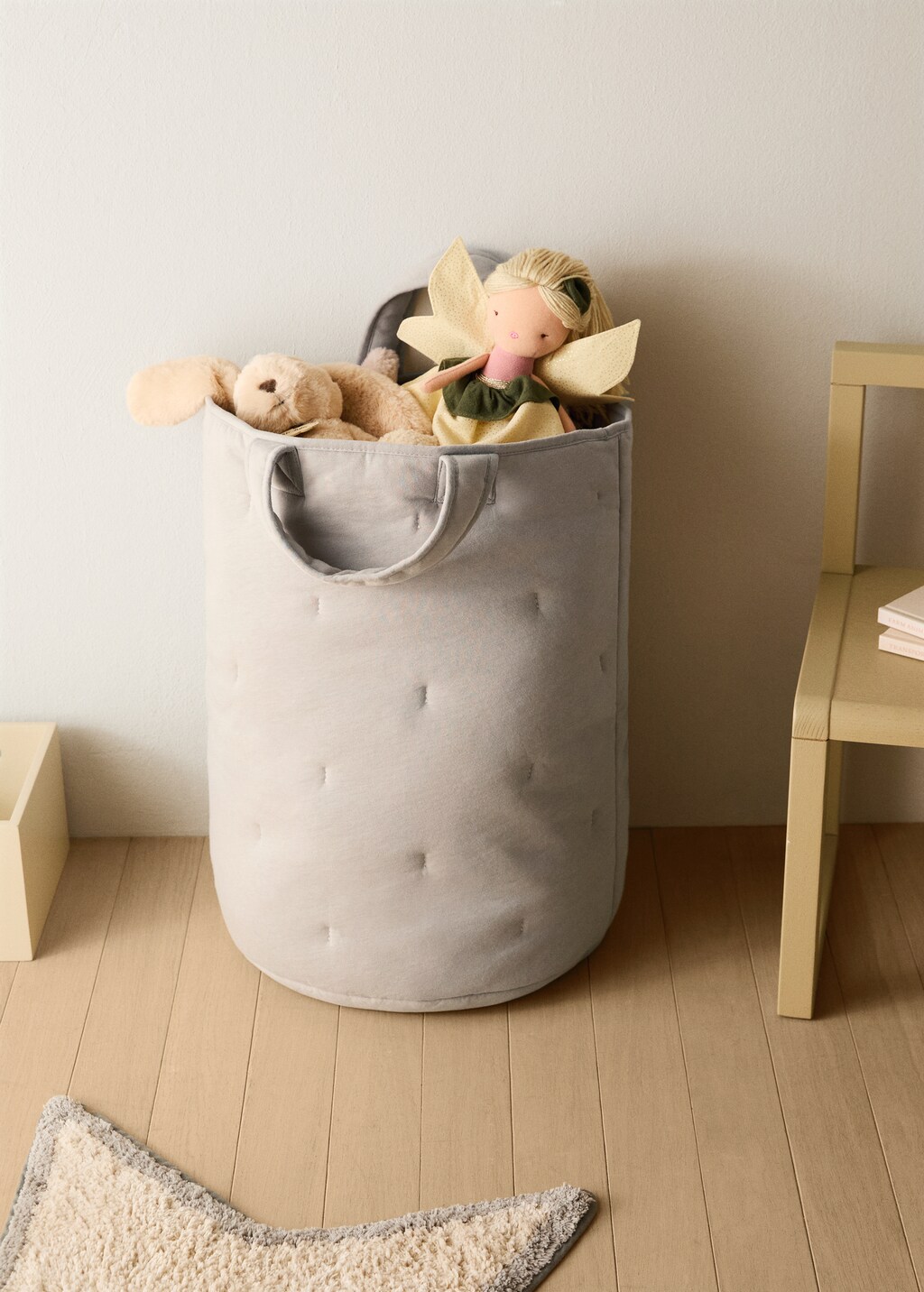 Large quilted cotton basket