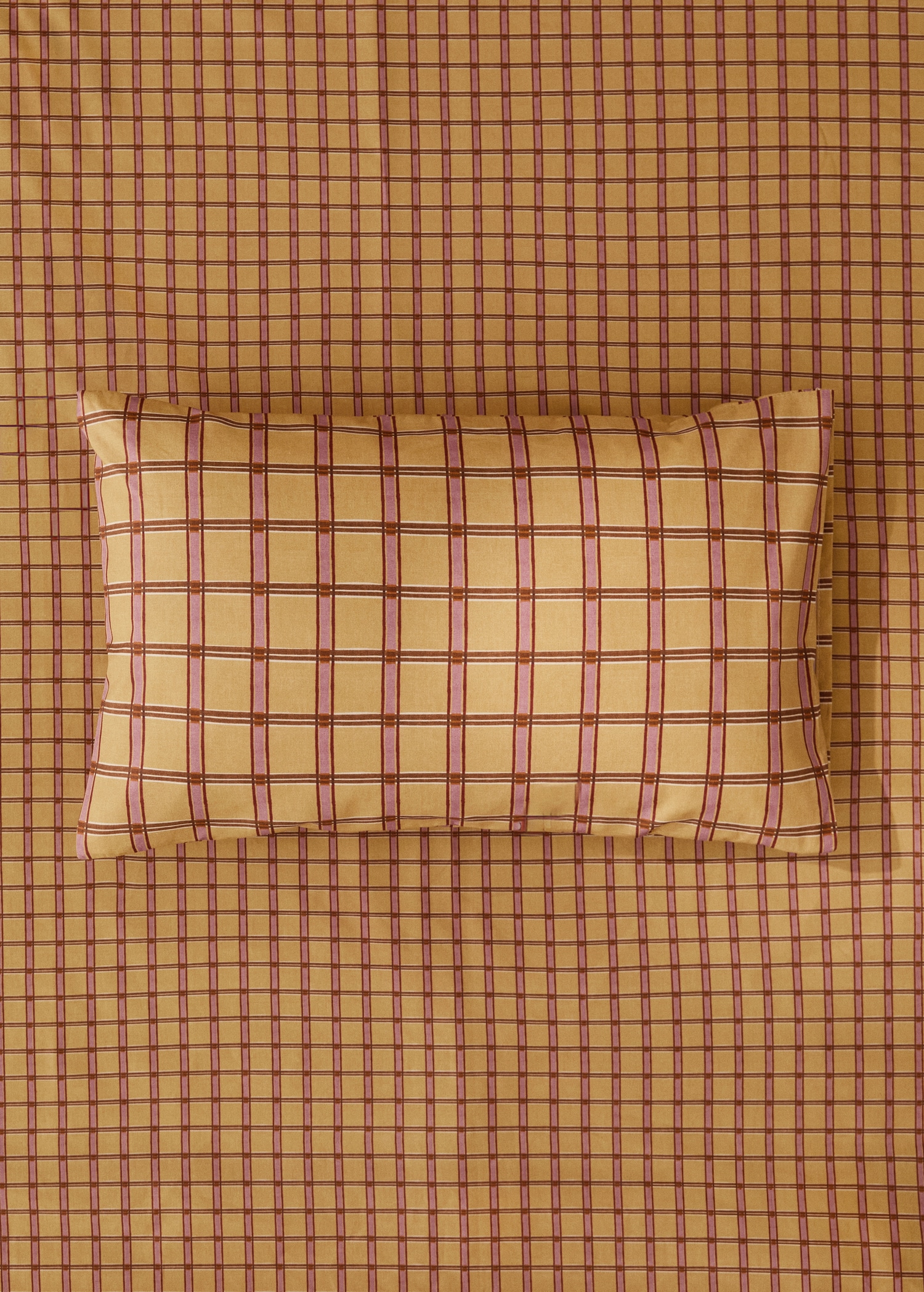 Percale cotton check-print children's pillowcase 30x50 cm - General plane