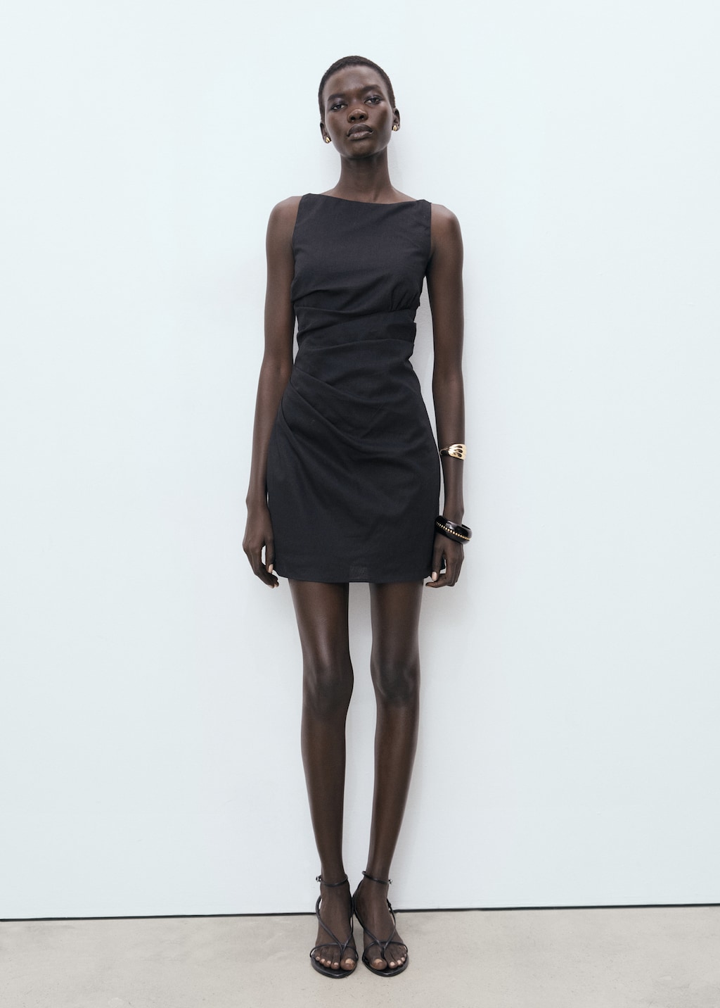 Mango Draped linen dress