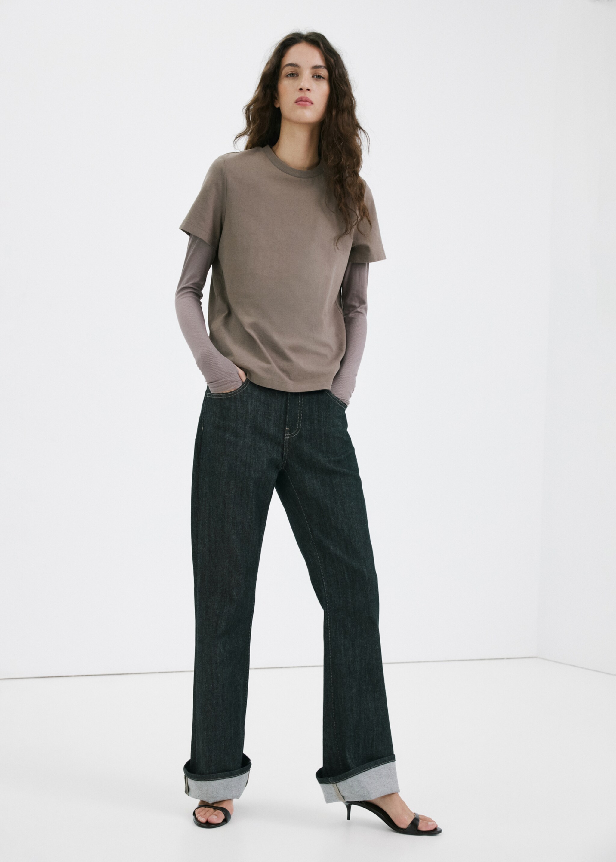 Sandalia tira tacón kitten - Plano general, Chocolate. Ref: 17072544-00.