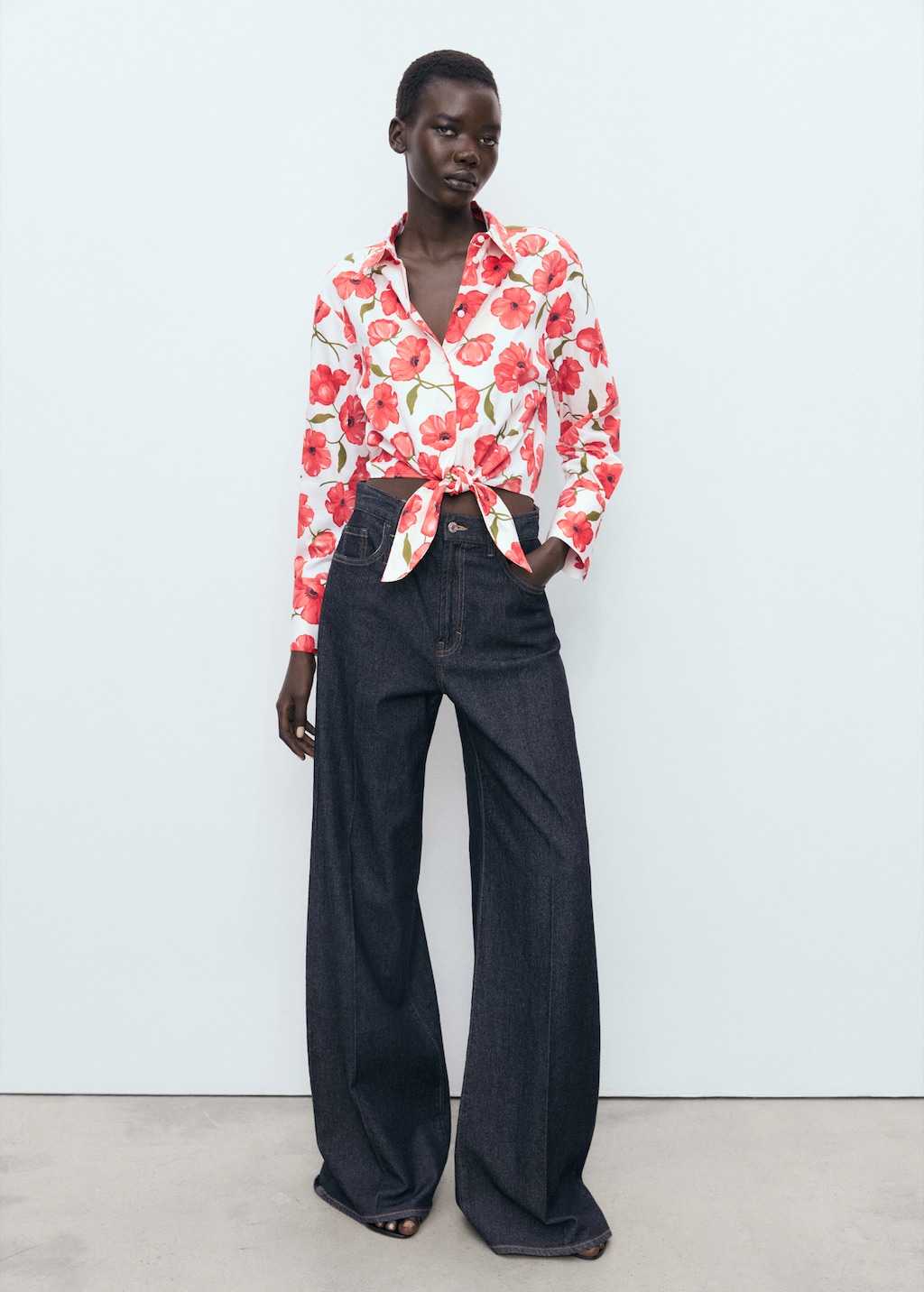 Floral-print poplin shirt