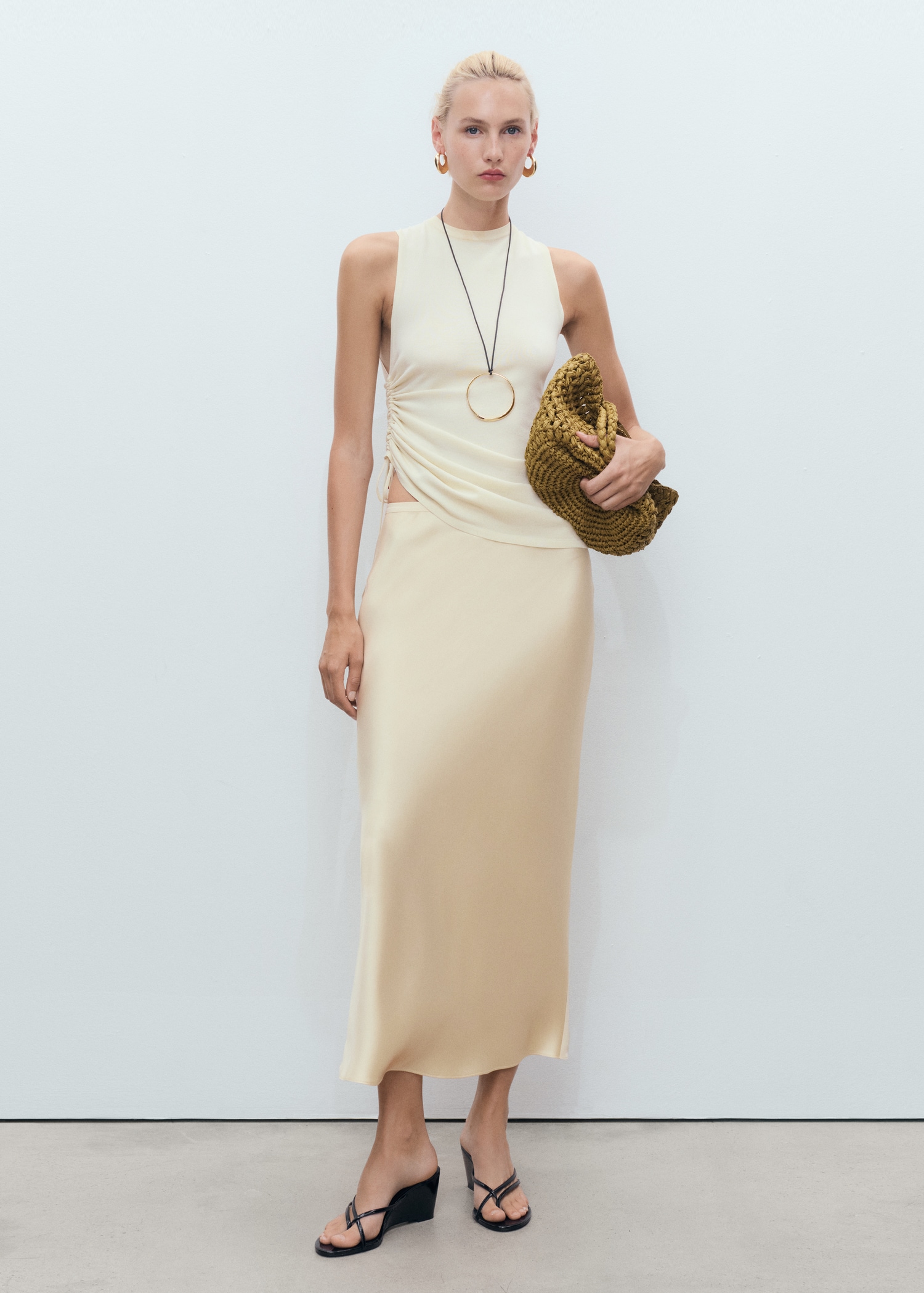 Midi satin skirt - Women | MANGO USA