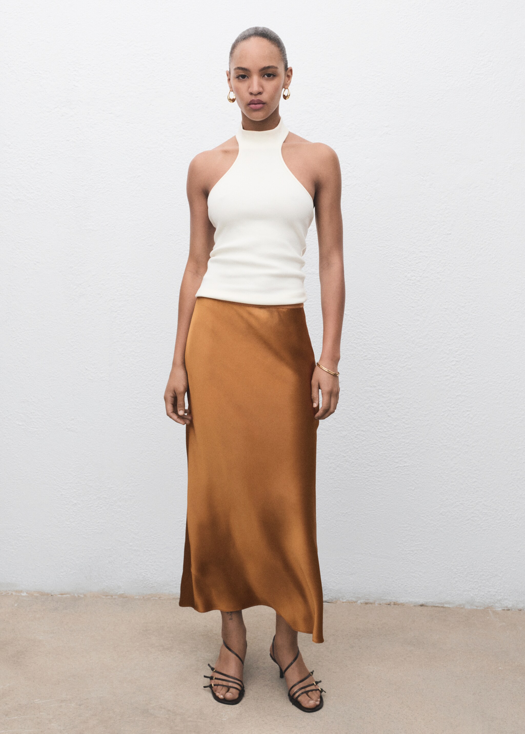 Midi satin skirt - General plane