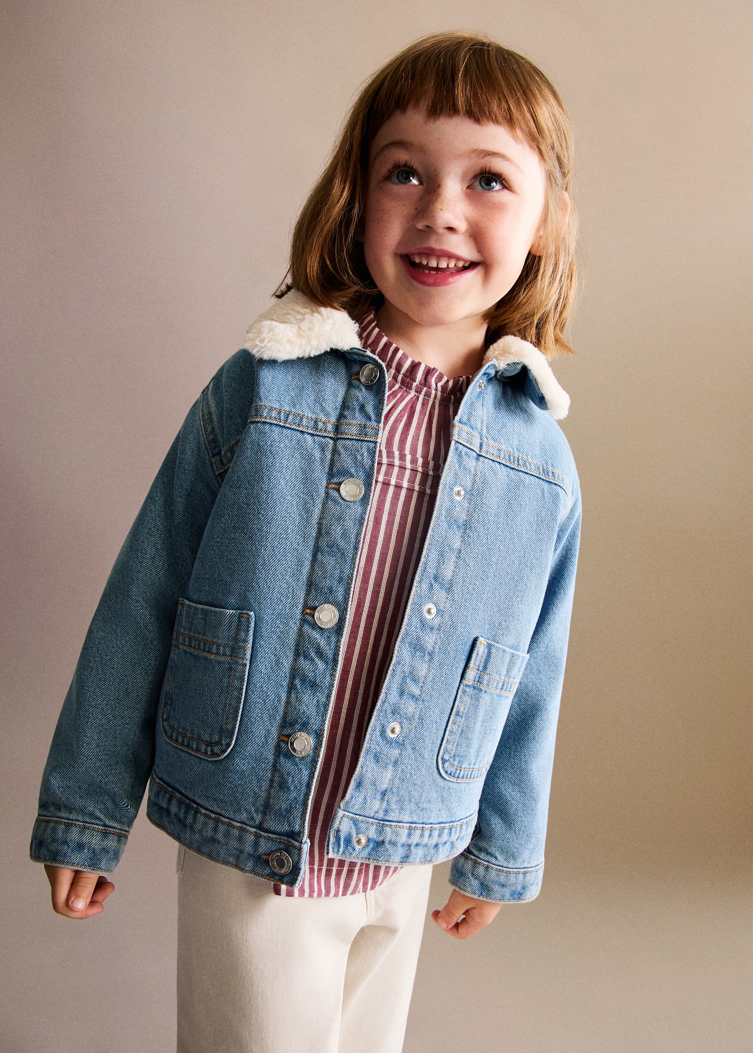 Fur-effect denim jacket