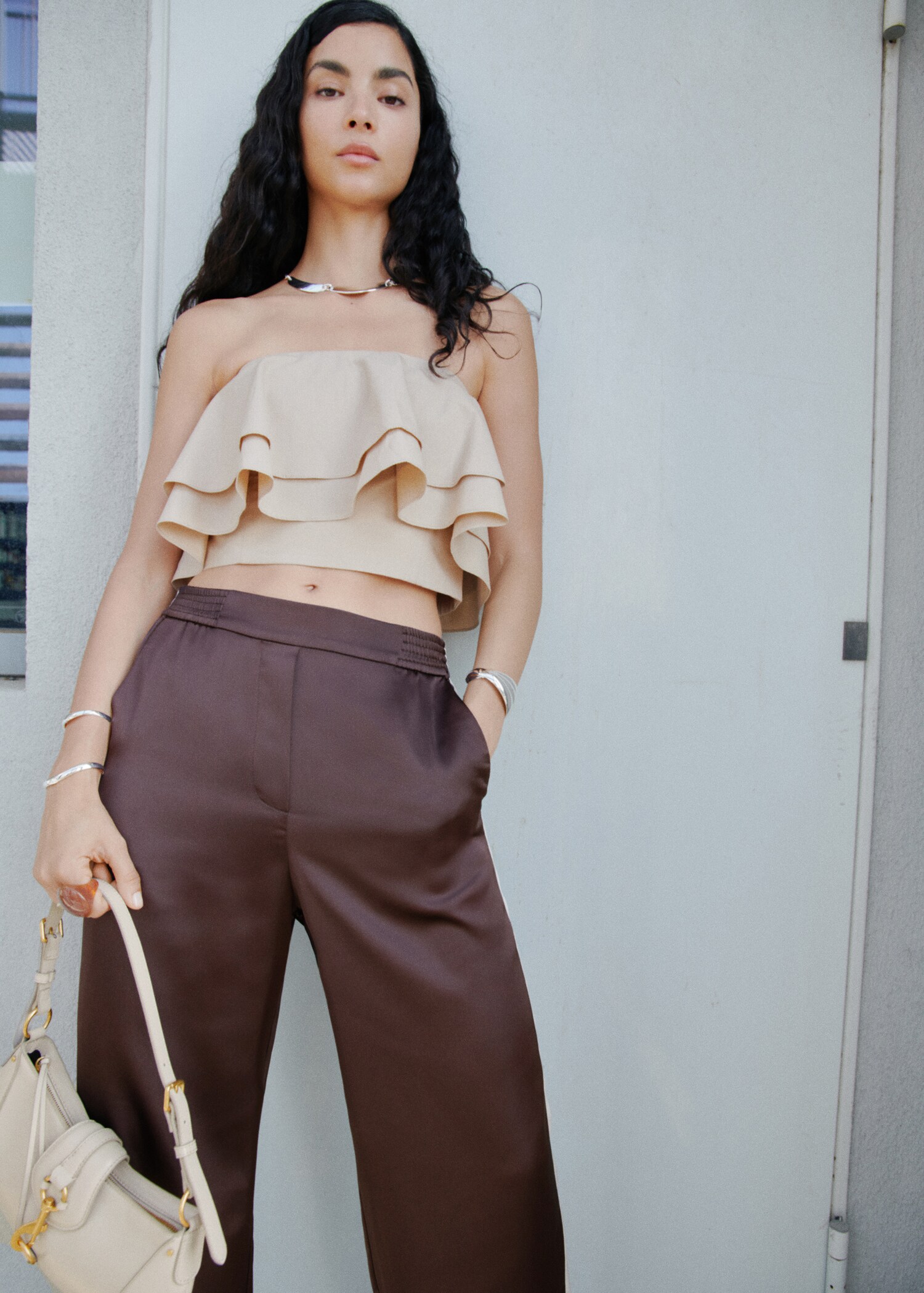 Contrast stripe straight trousers - General plane