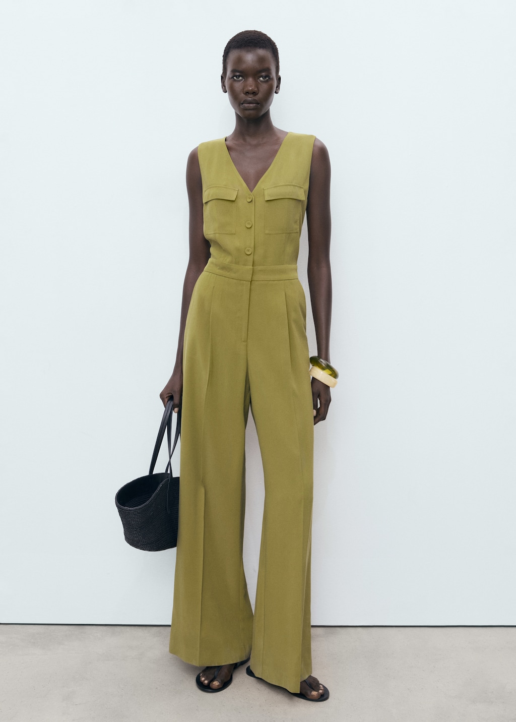 Mango Long chest-pocket jumpsuit