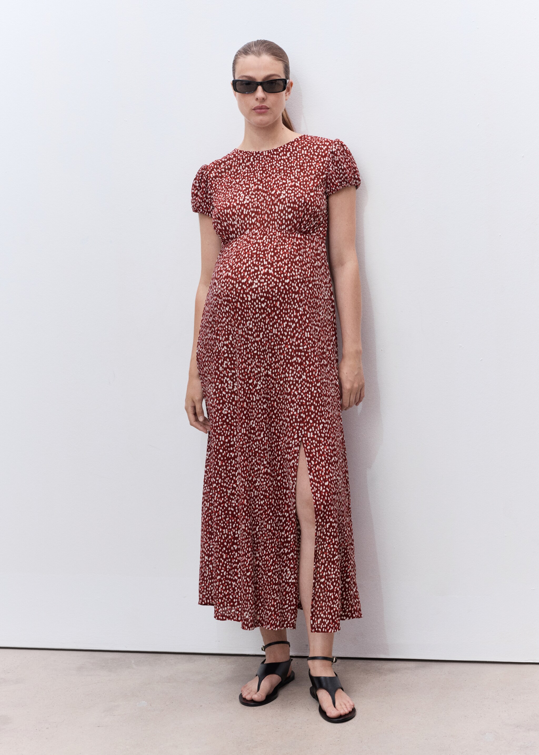Floral-print pleated dress - General plane