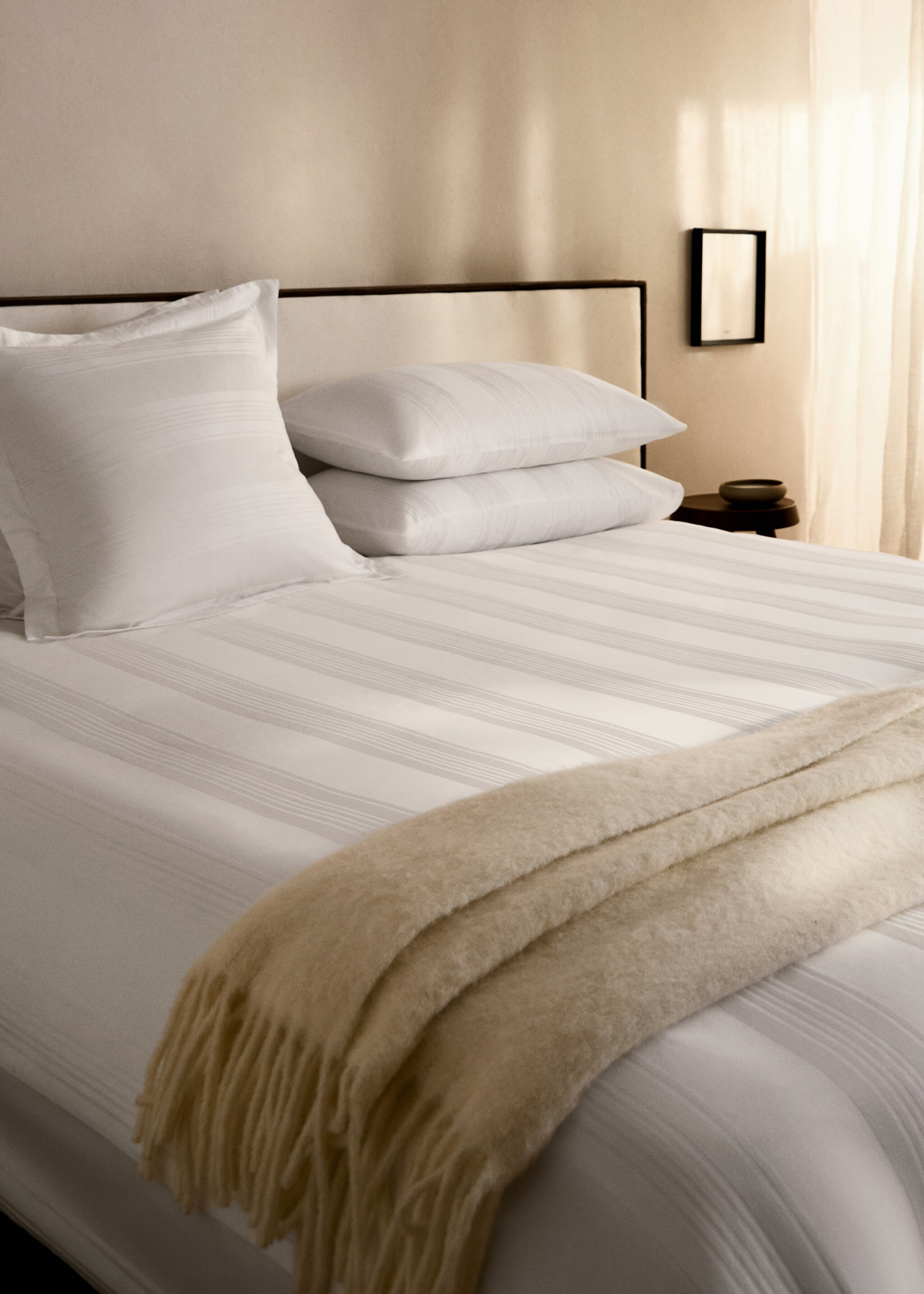Cotton sateen 300 thread count striped duvet cover for 150/160 cm bed - General plane