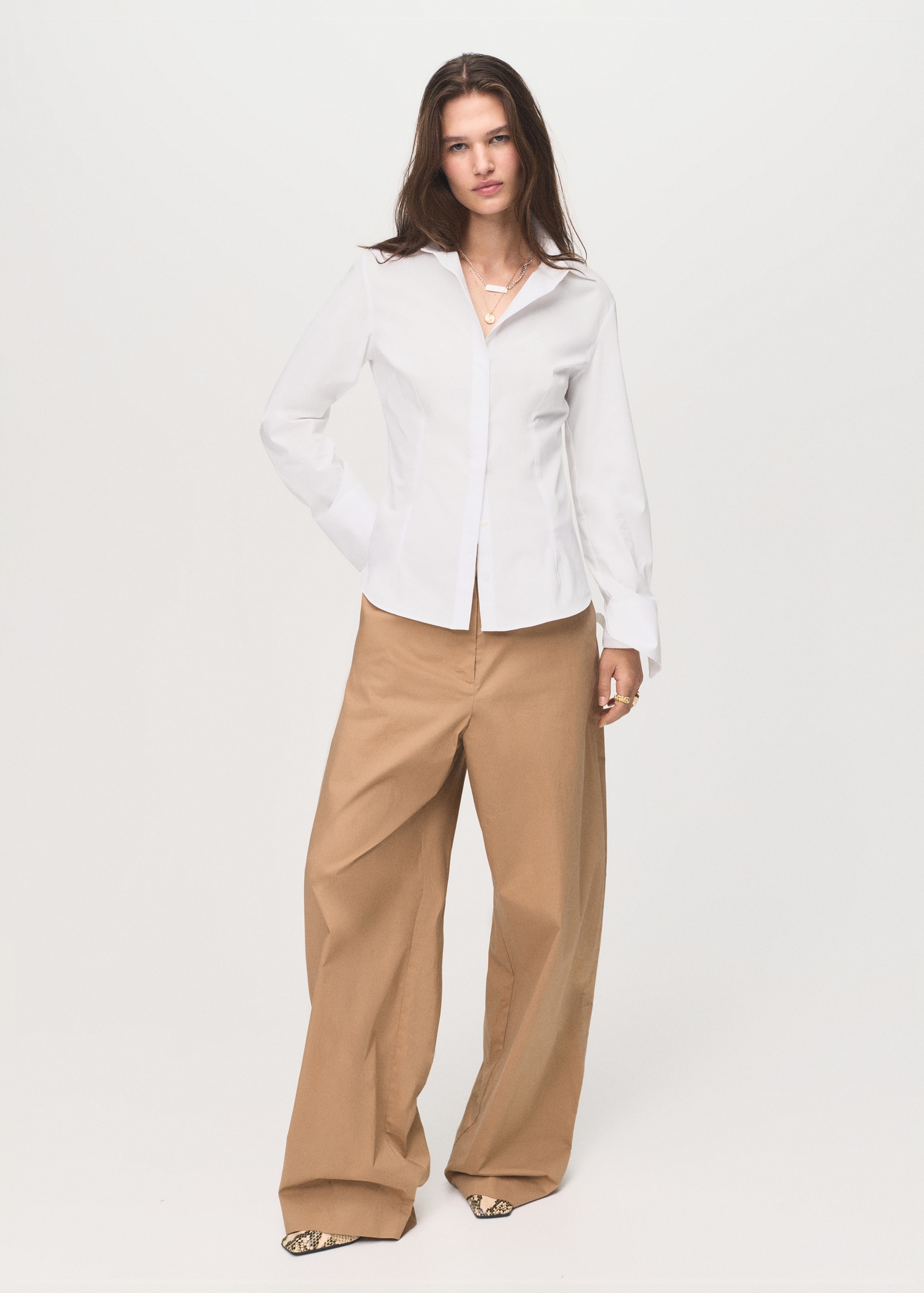 Slim-fit poplin shirt - Women | MANGO USA