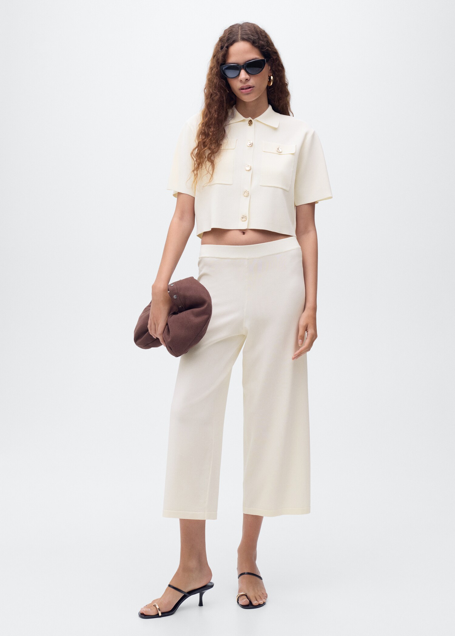 Pantalón crop punto - Plano general