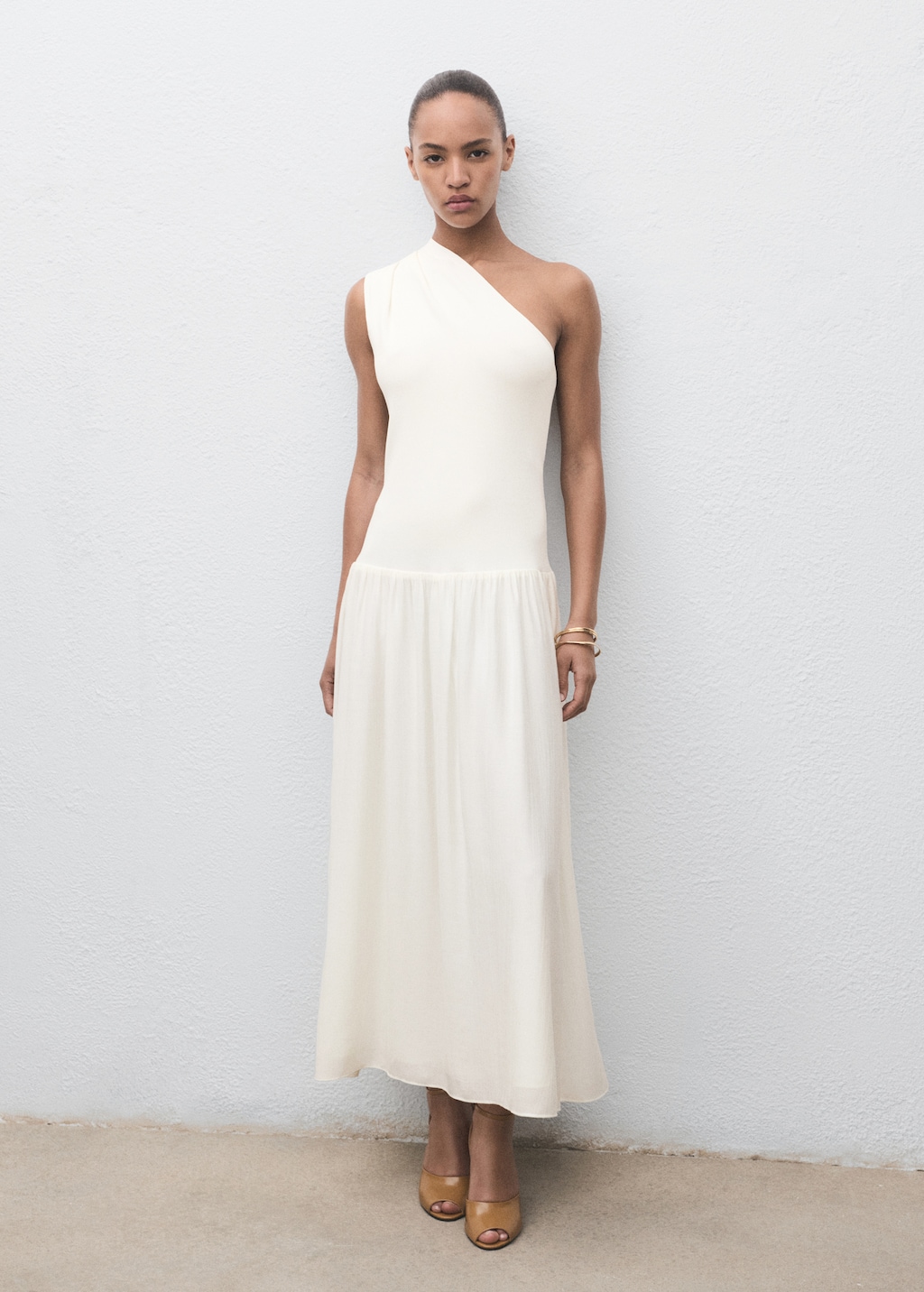 Asymmetrical combined knitted dress