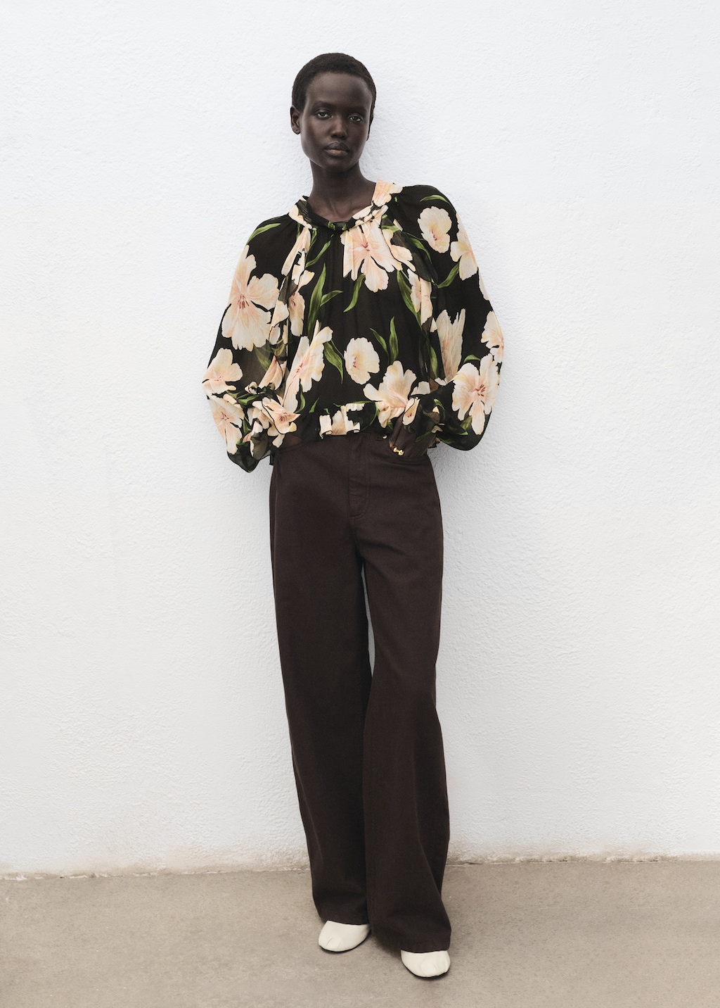 Semi-transparent floral blouse