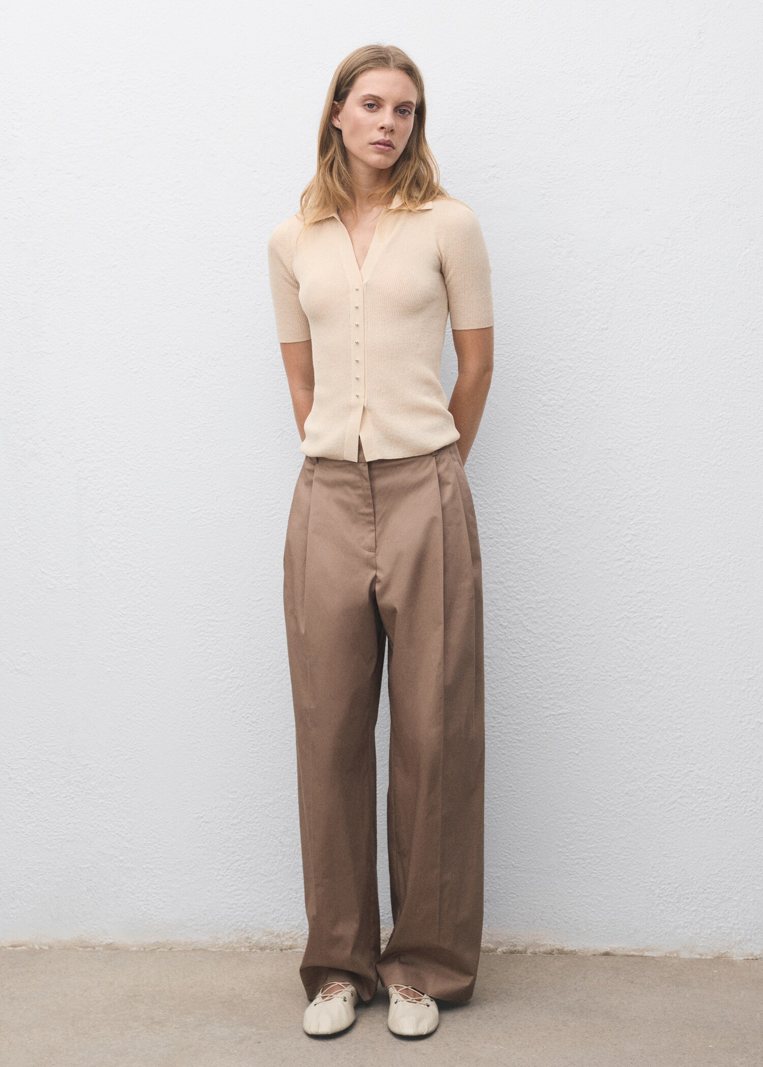 Ribbed polo collar jumper - General plane