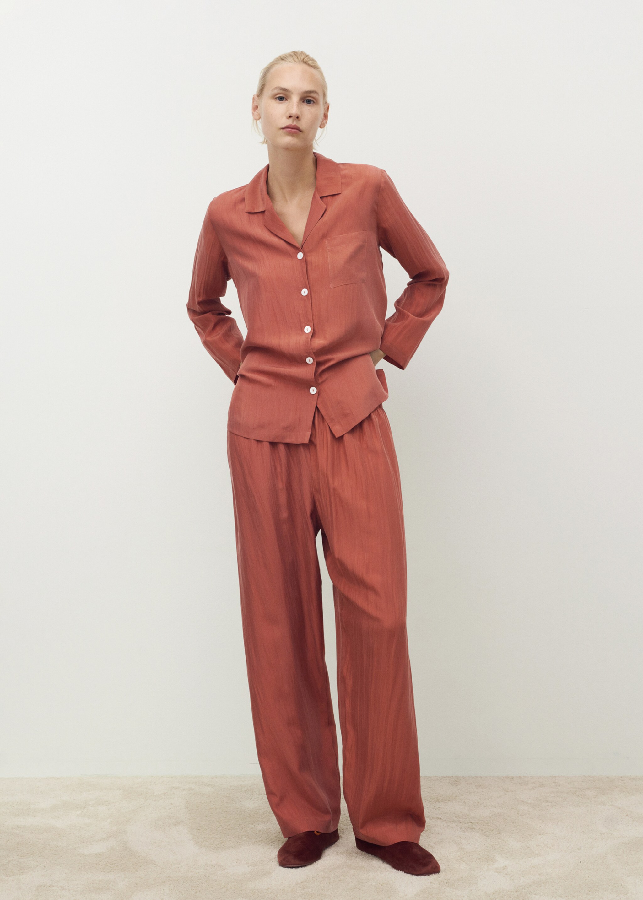 Long silk trousers - General plane, Burnt Orange. Ref: 17074126-00.