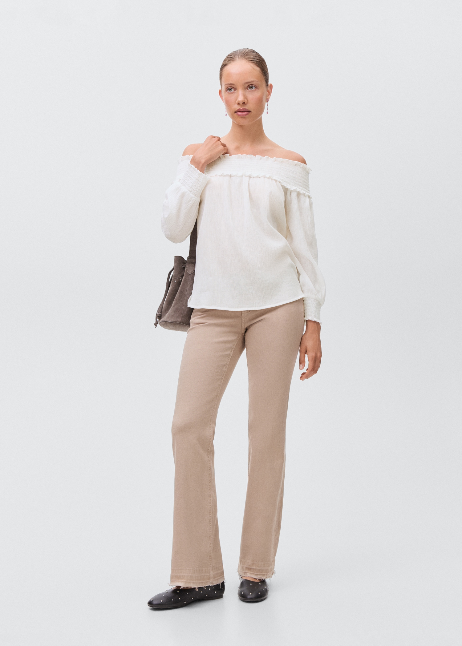 Strapless blouse with ruffled panel - General plane