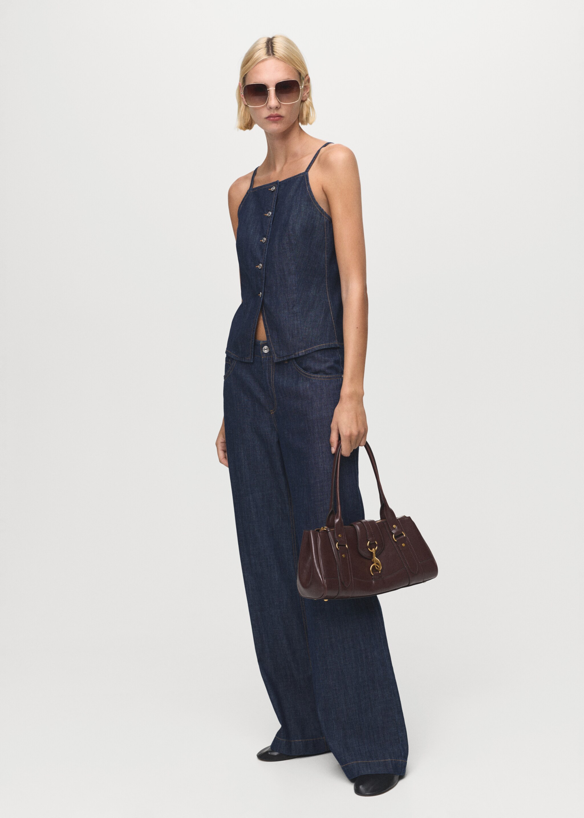 Top denim botons - Pla general, Blau. Ref: 17074141-00.