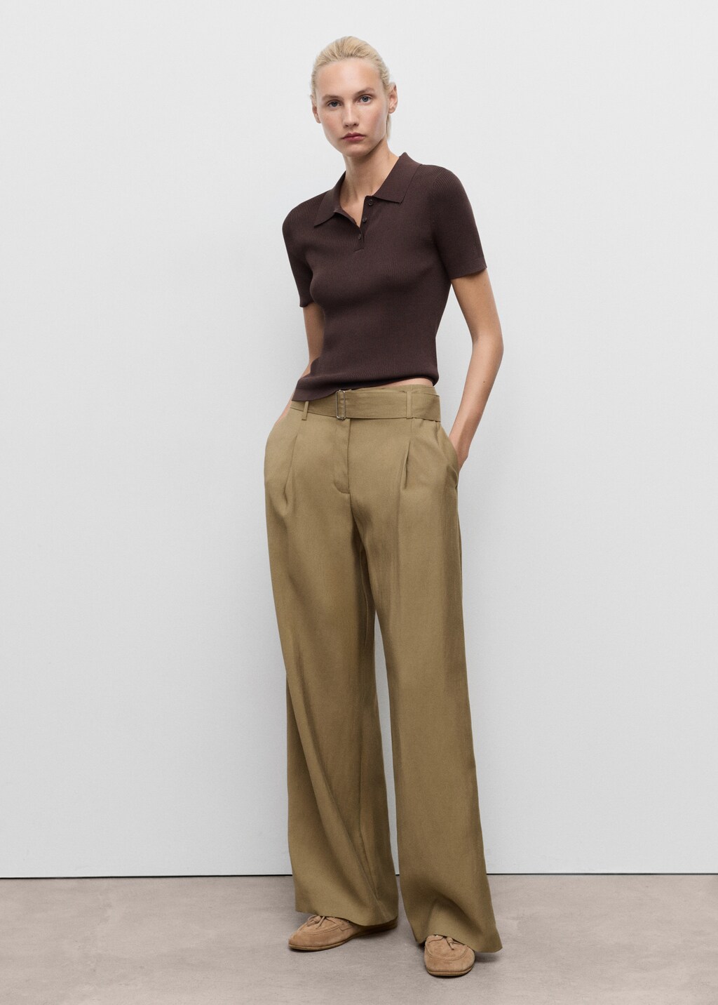 Paperbag pants with belt - image 2