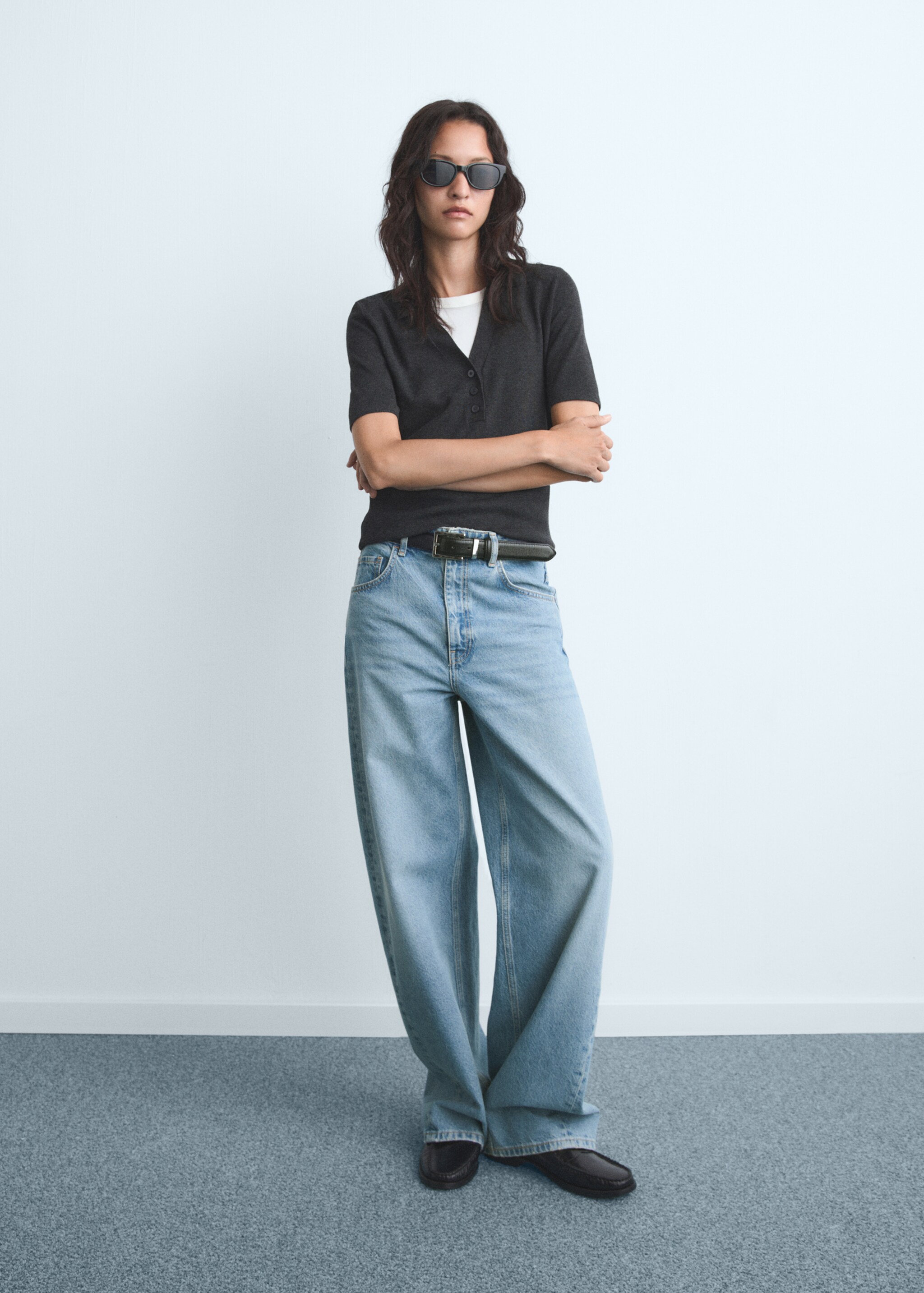 Mid-rise balloon jeans - General plane, Medium Blue. Ref: 17074445-00.