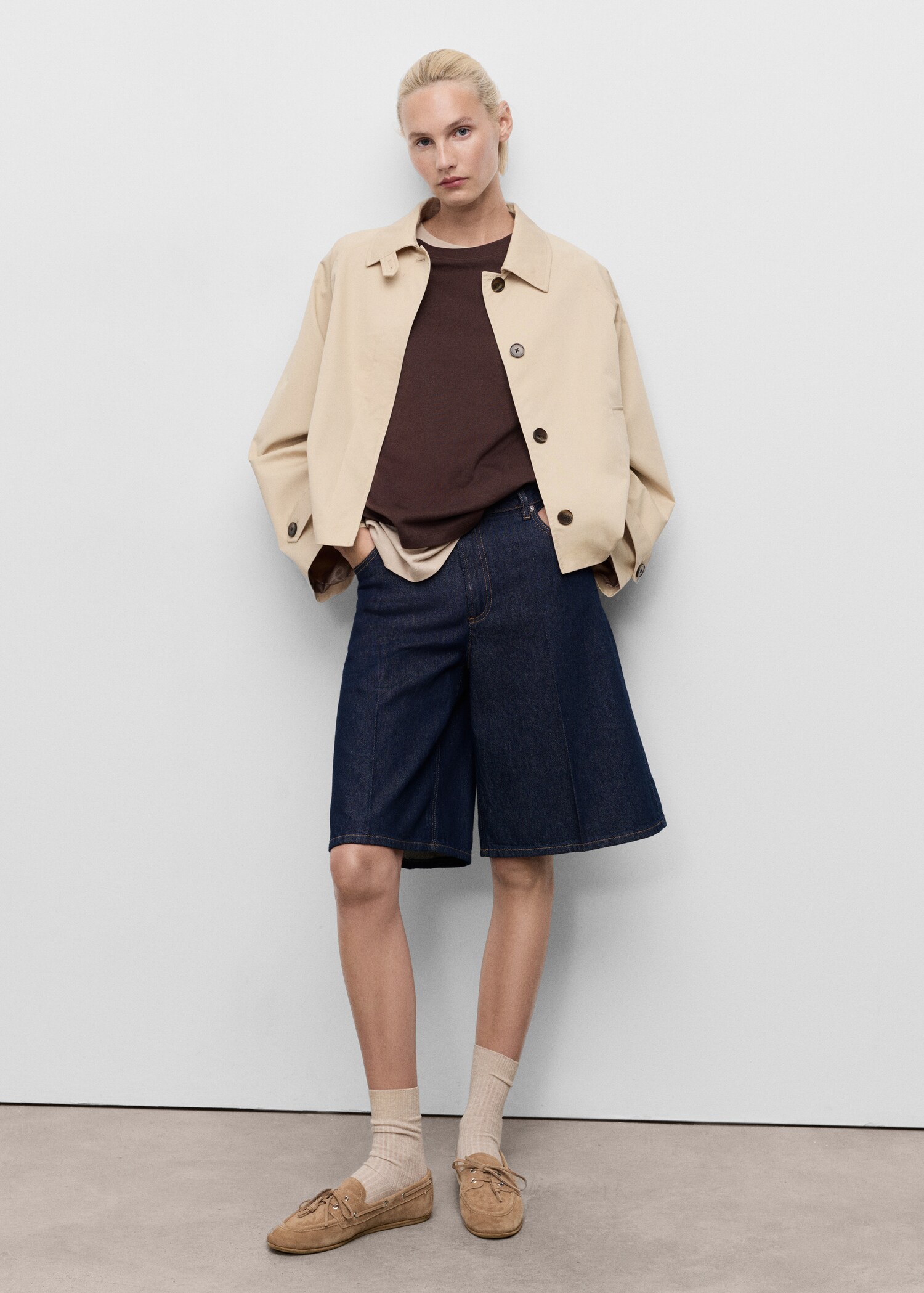 Short oversized trench coat with belt loops - General plane