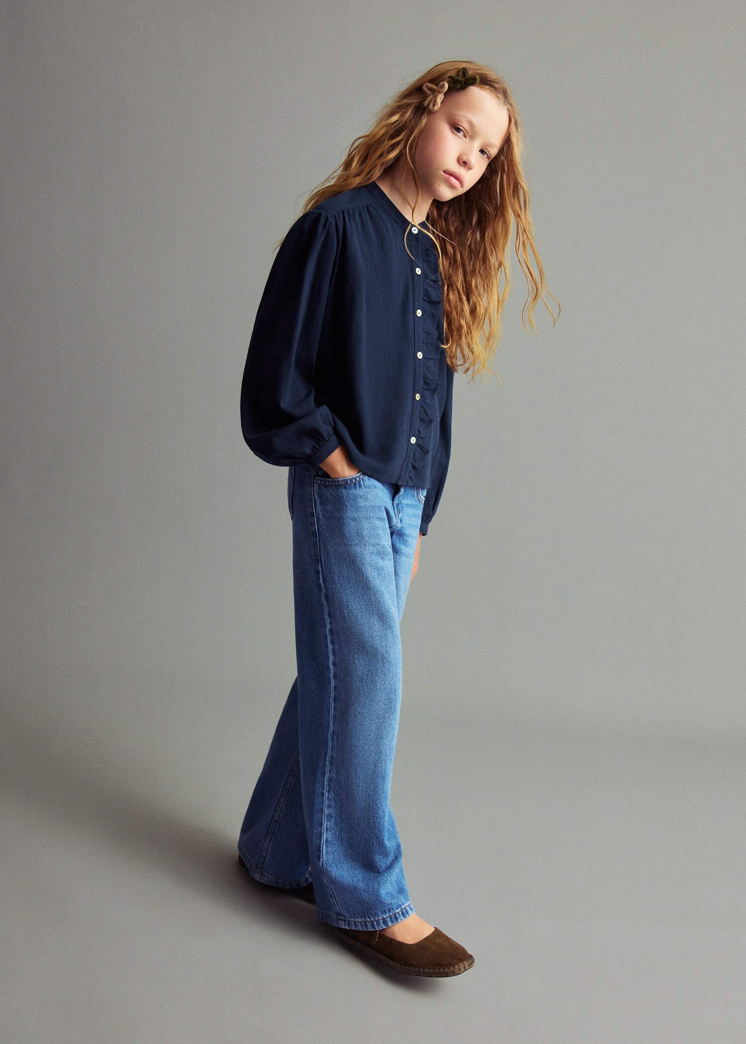 Ruffle cotton blouse - General plane