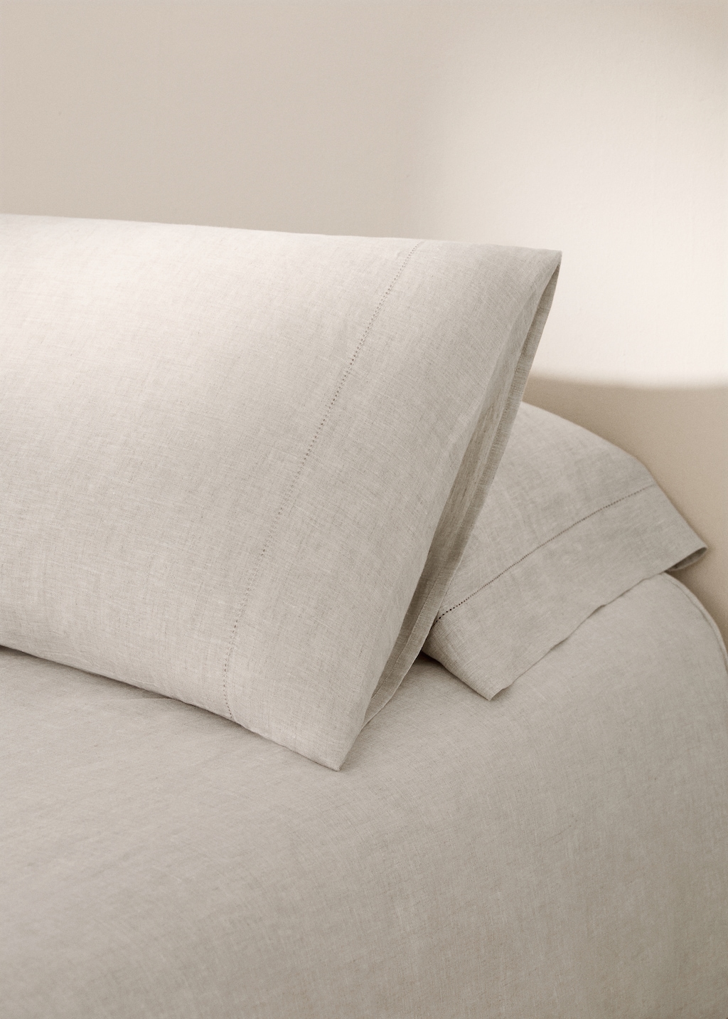 Washed linen pillowcase with hemstitch 50x75 cm
