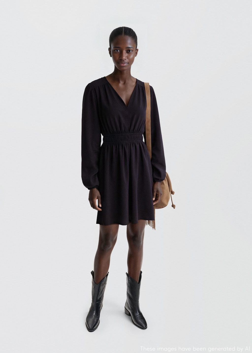 Dress with gathered waist