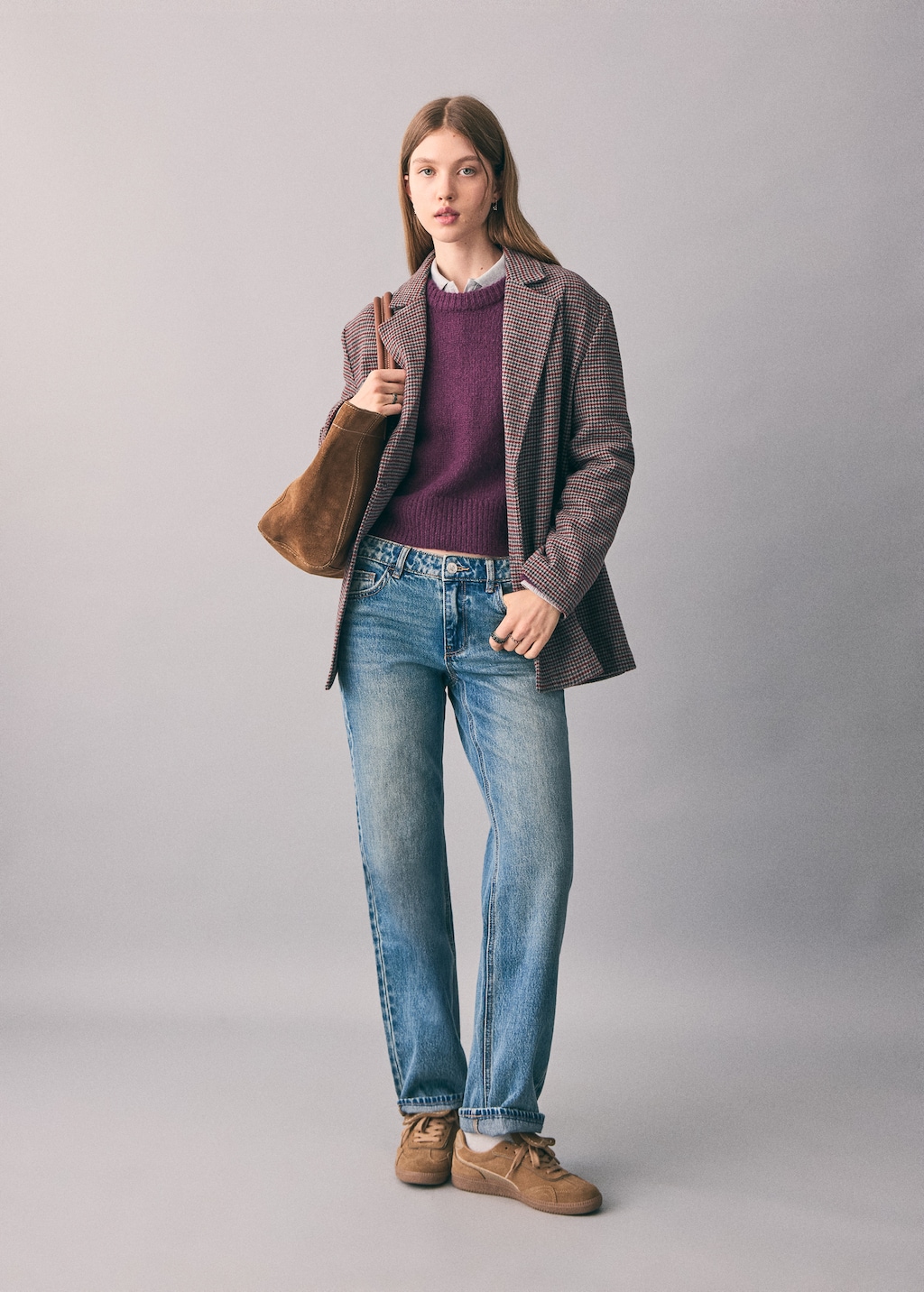 Houndstooth-check jacket