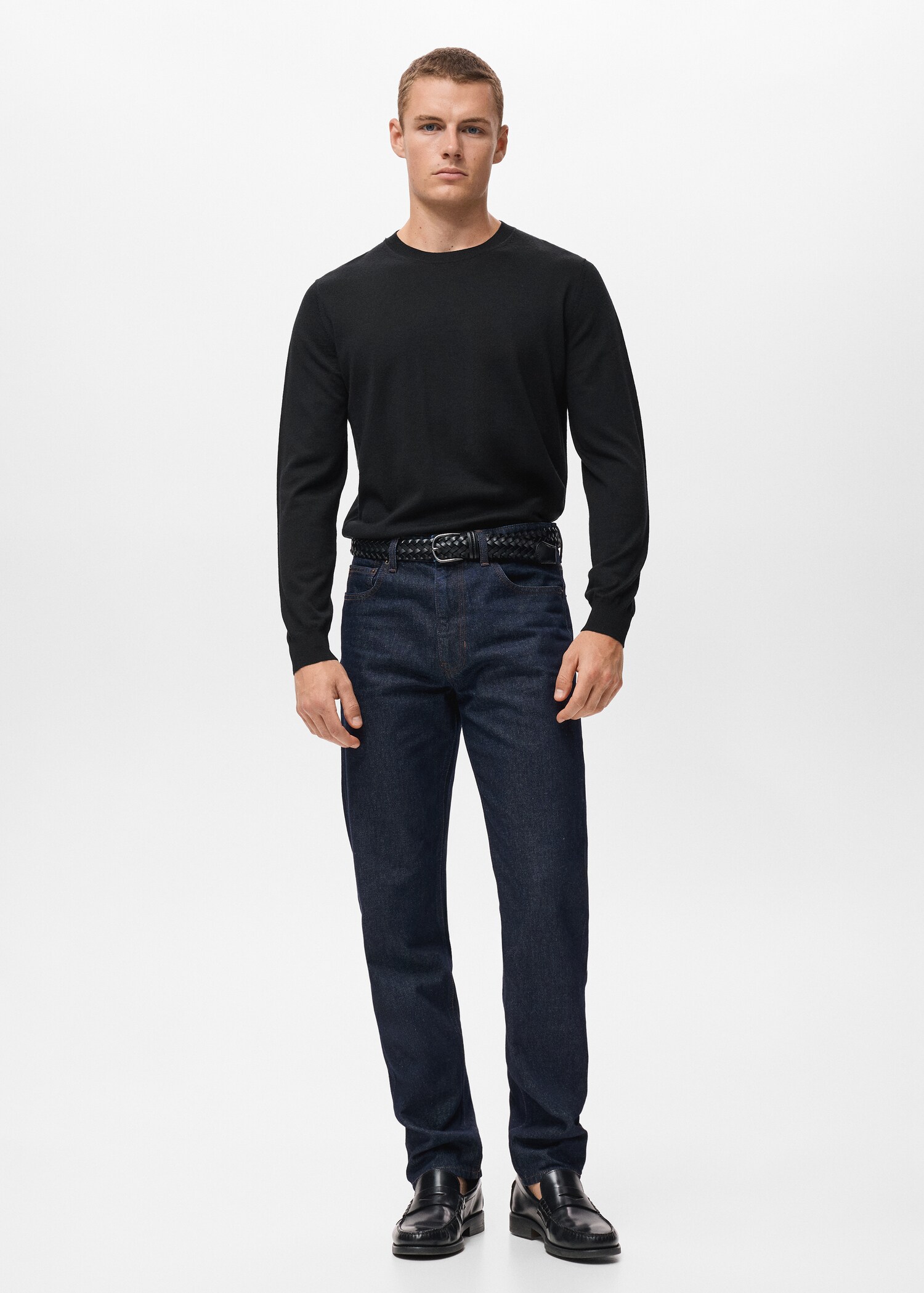 Camisola de 100% lã com gola redonda - Plano geral
