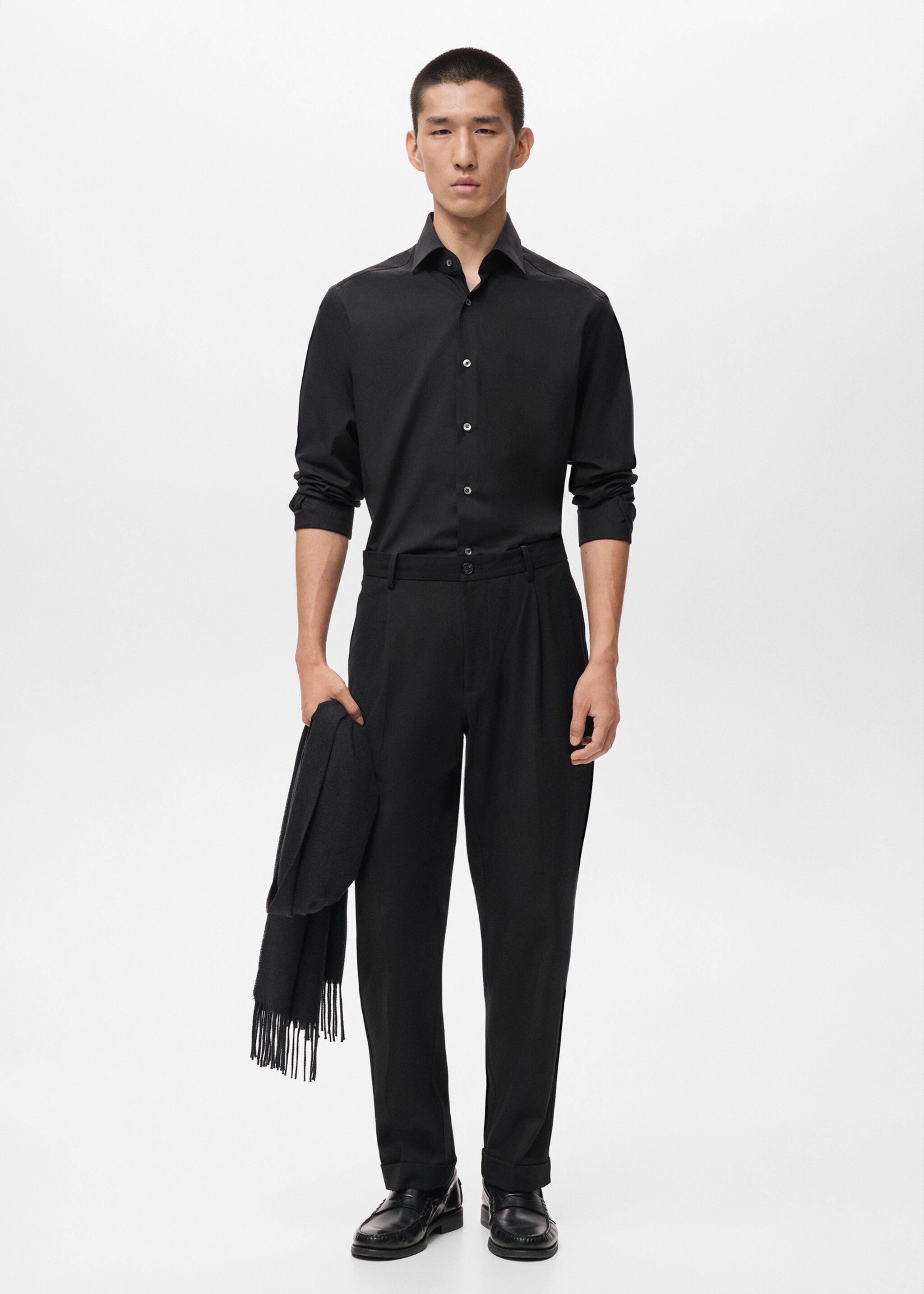 Camisa 100% algodón regular fit - Plano general, Negro. Ref: 17075979-00.