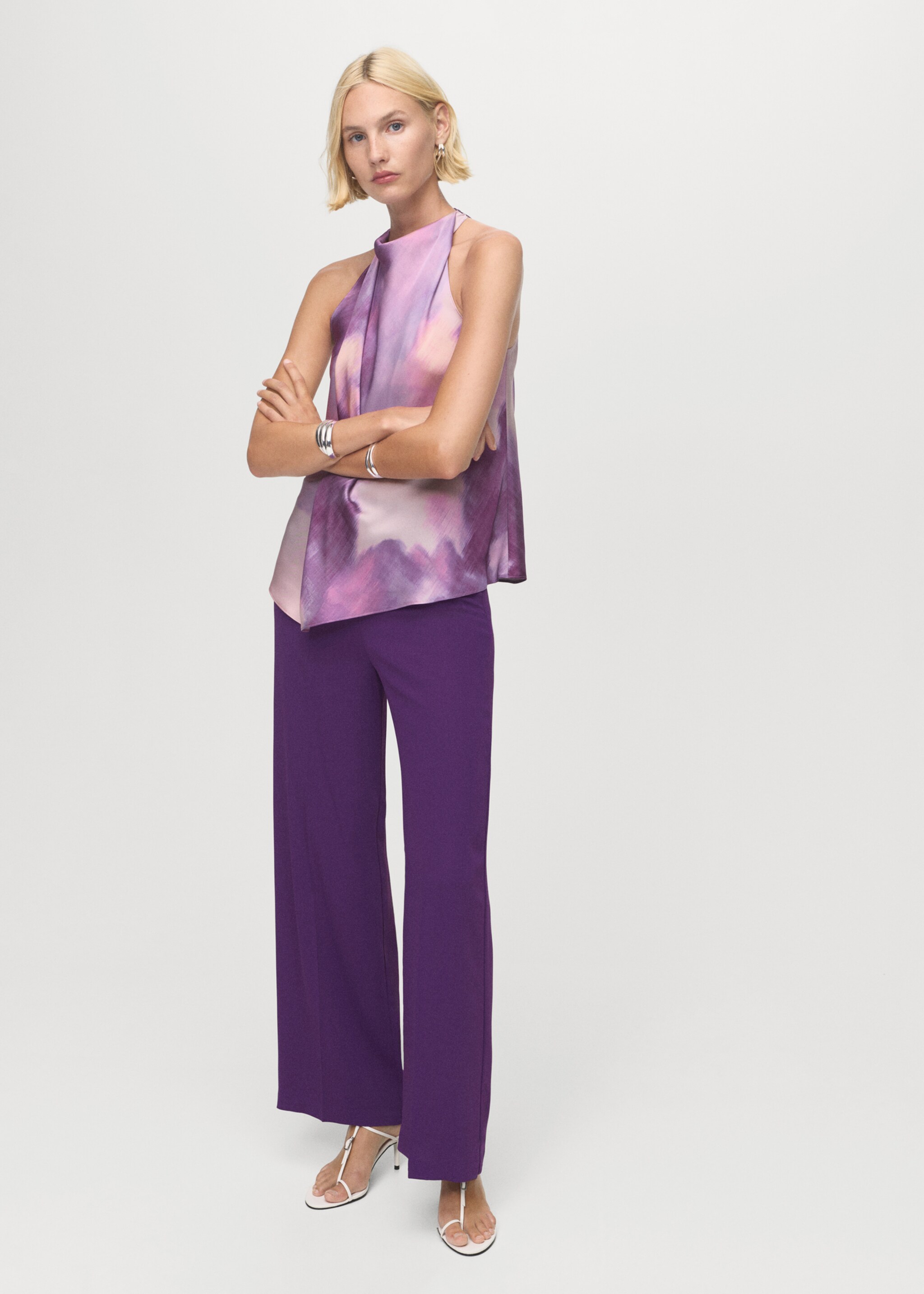 Pantalon droit taille haute - Plan général, Violet. Ref: 17075999-00.