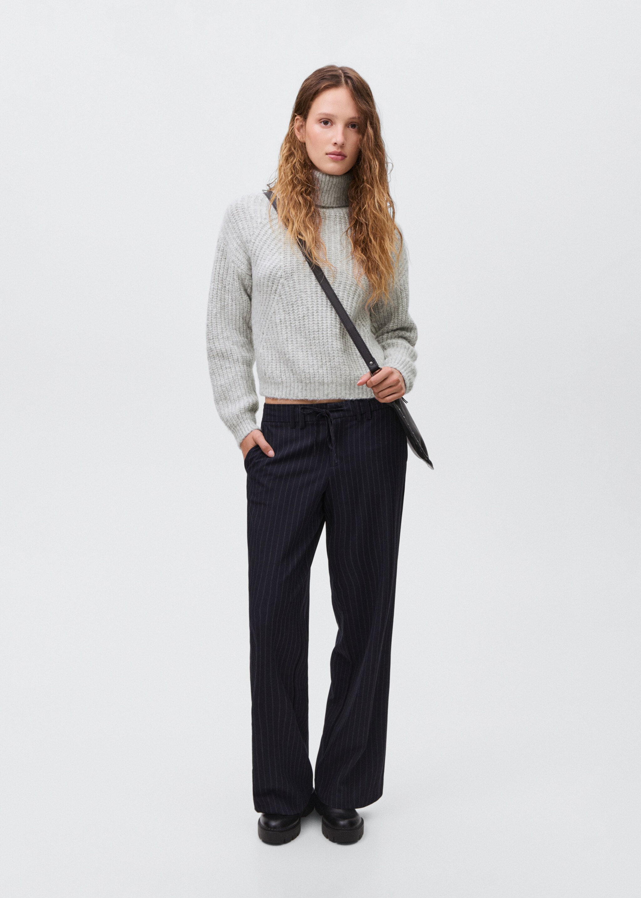Turtleneck knit sweater - General plane, Light Heather Grey. Ref: 17076328-00.