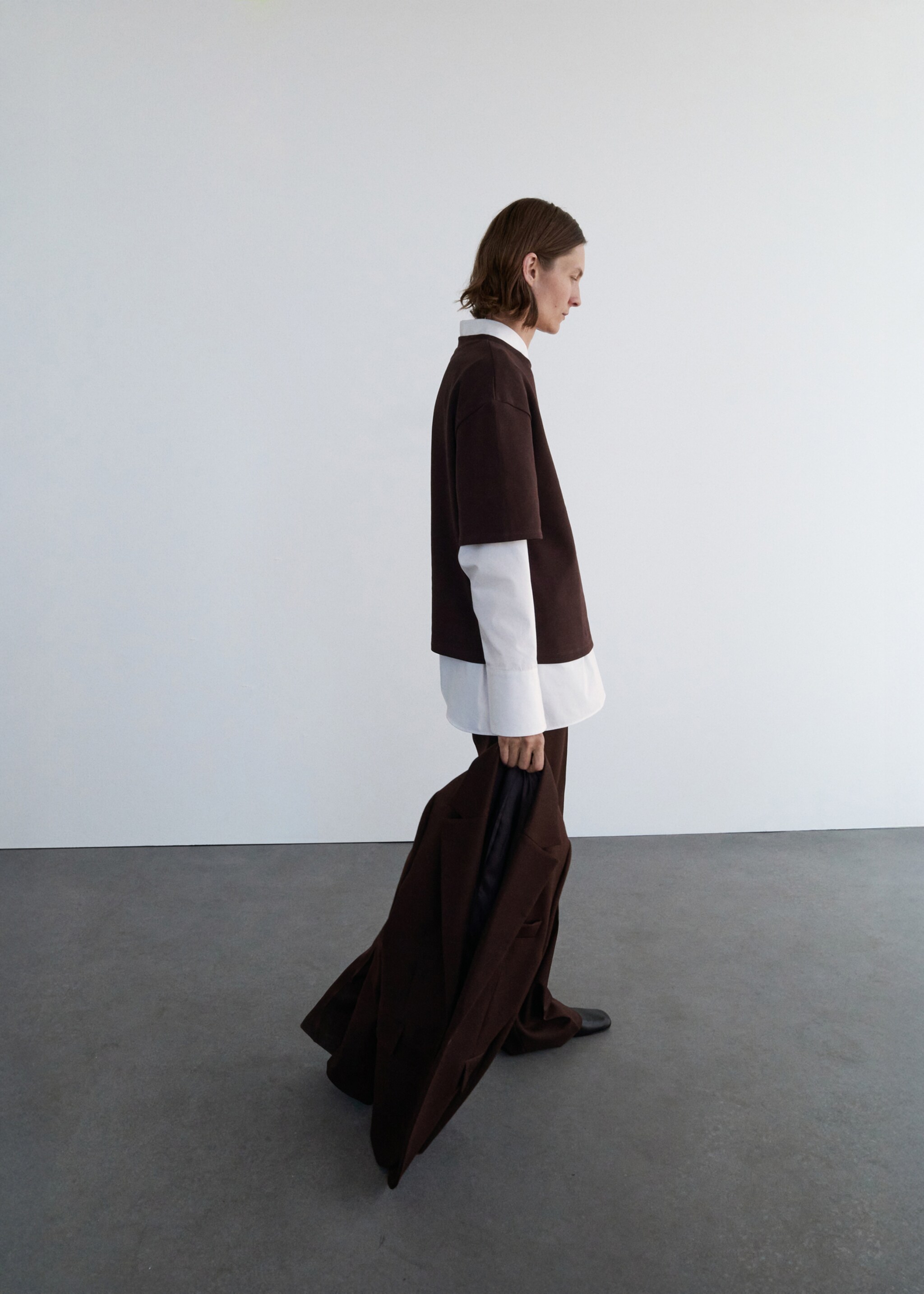 T-shirt en coton oversize - Plan général, Marron. Ref: 17076358-00.