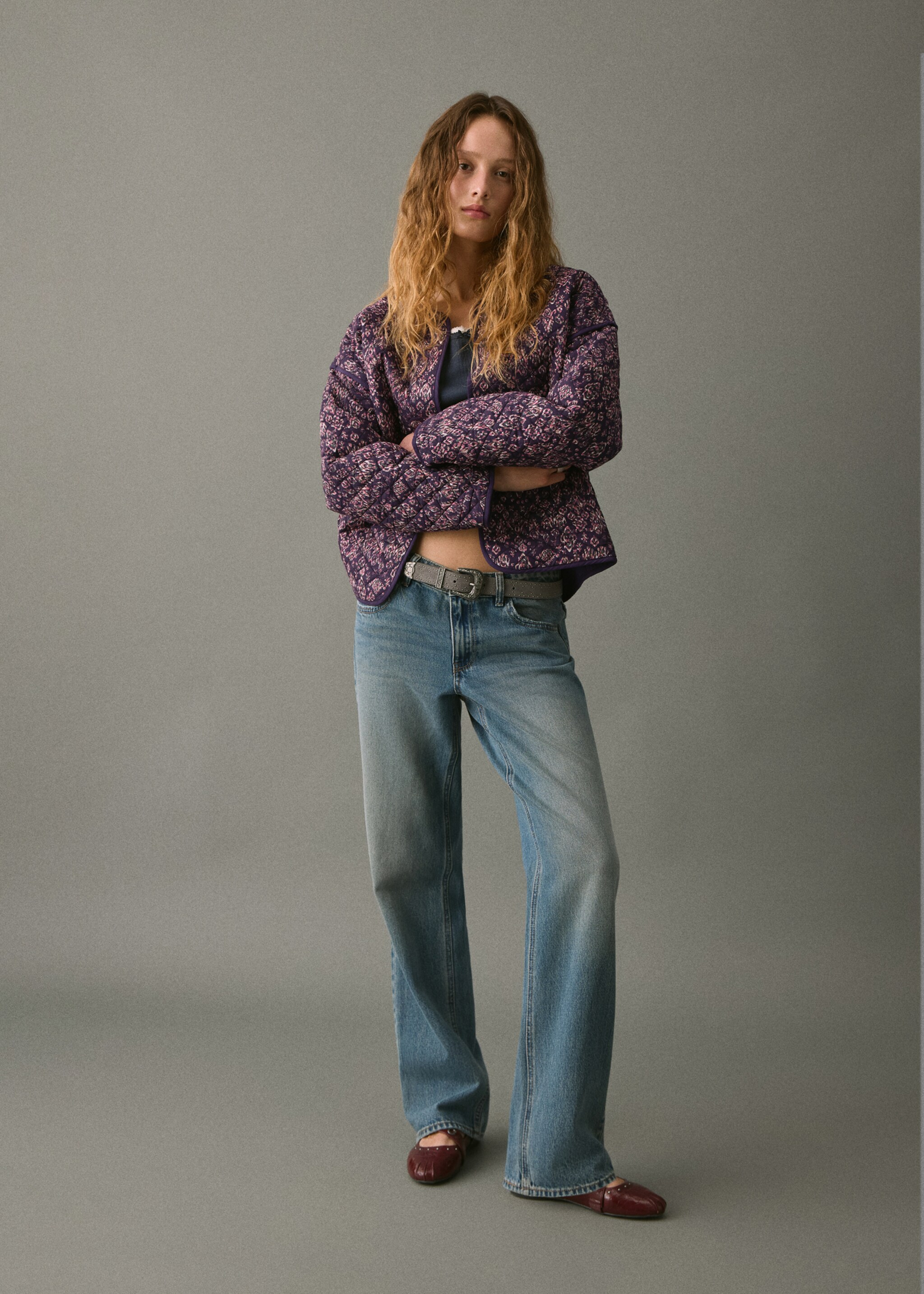 Chaqueta estampado floral - Plano general, Morado. Ref: 17077122-00.